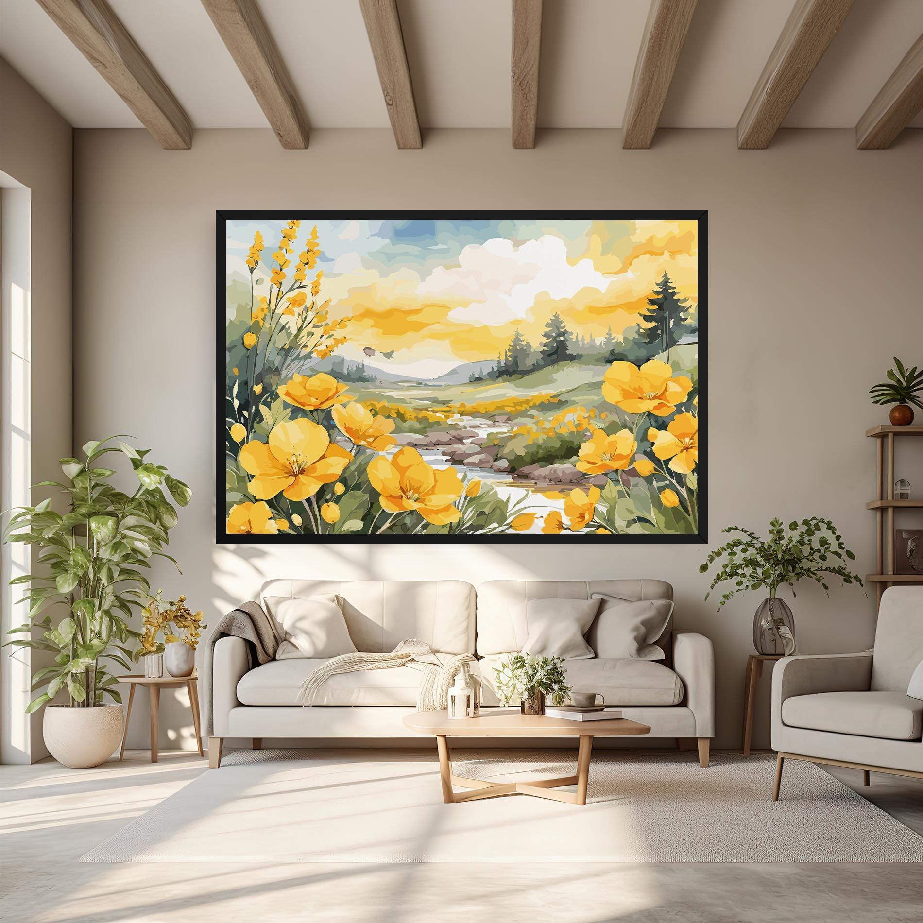 Obraz na Płótnie Yellow Spring Flower mockup 6