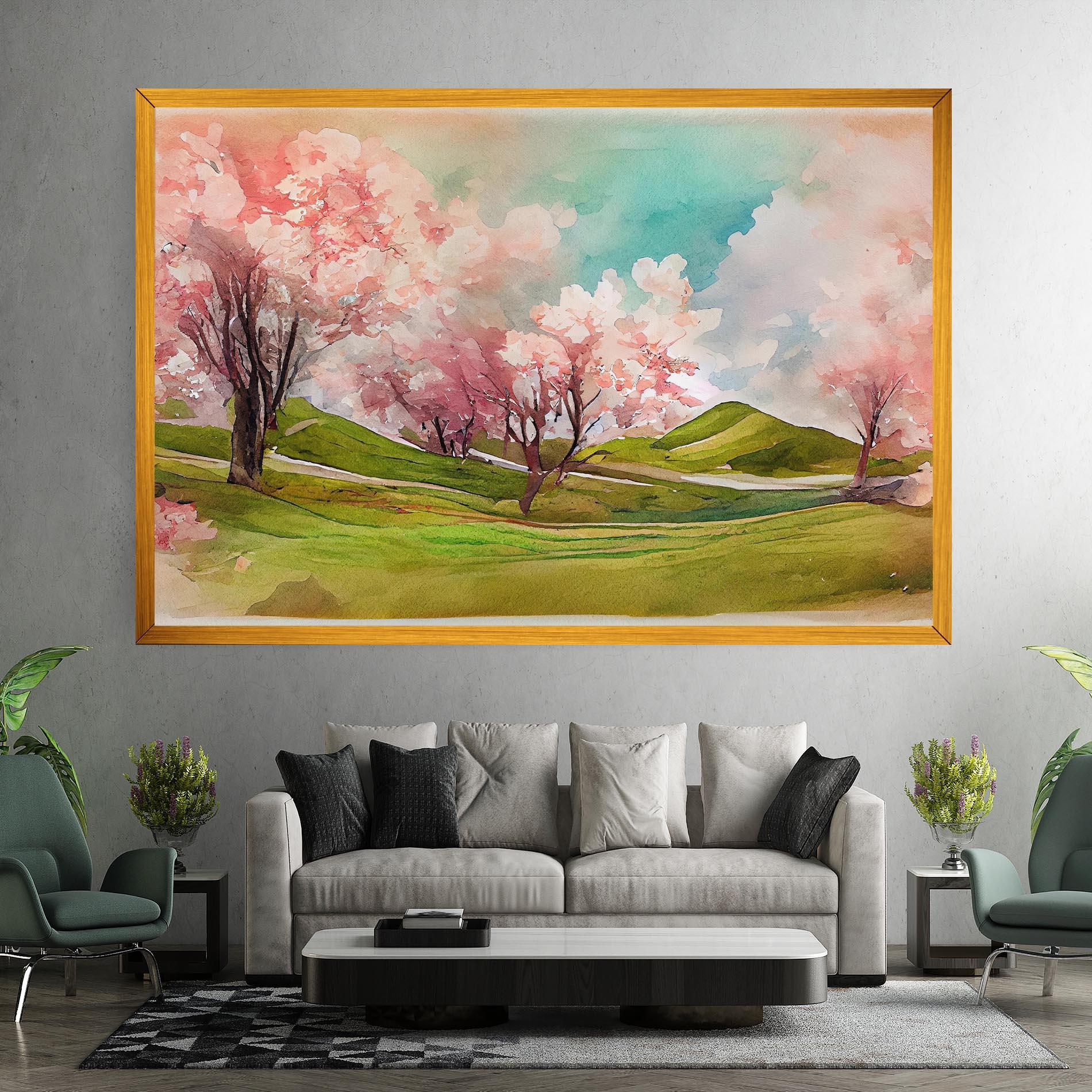 Obraz na Płótnie Spring Trees Painting mockup 7