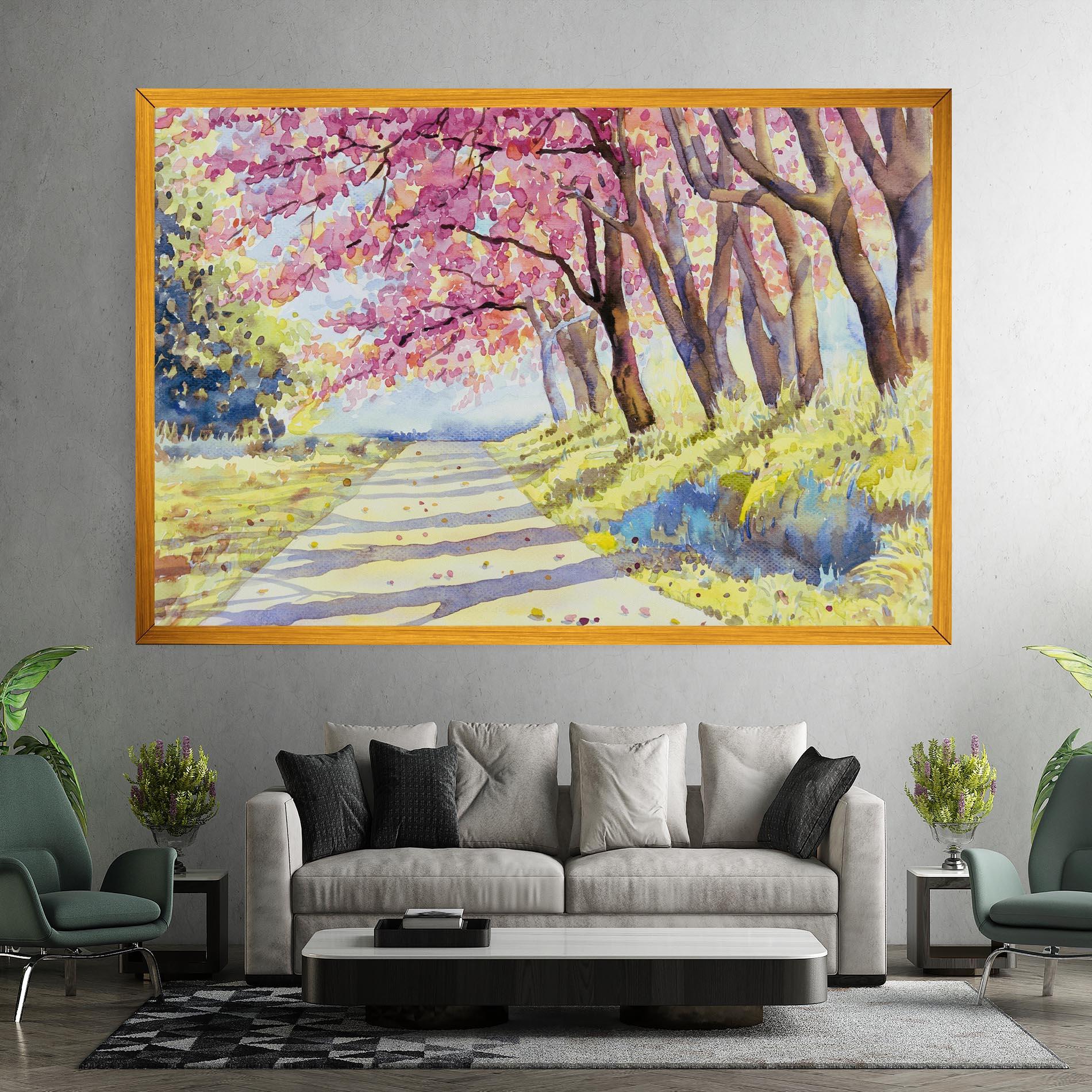 Obraz na Płótnie Watercolor Spring Landscape mockup 7