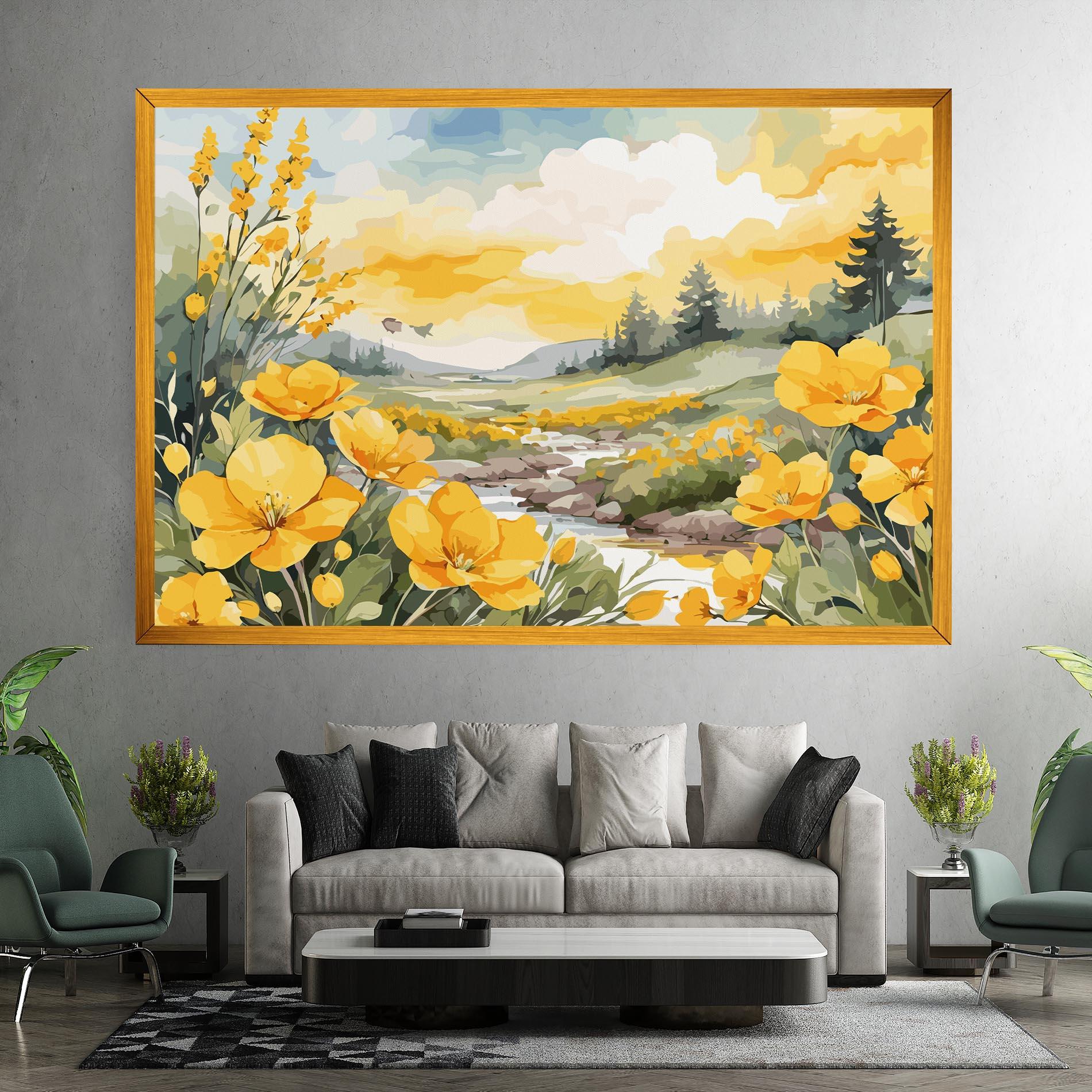 Obraz na Płótnie Yellow Spring Flower mockup 7