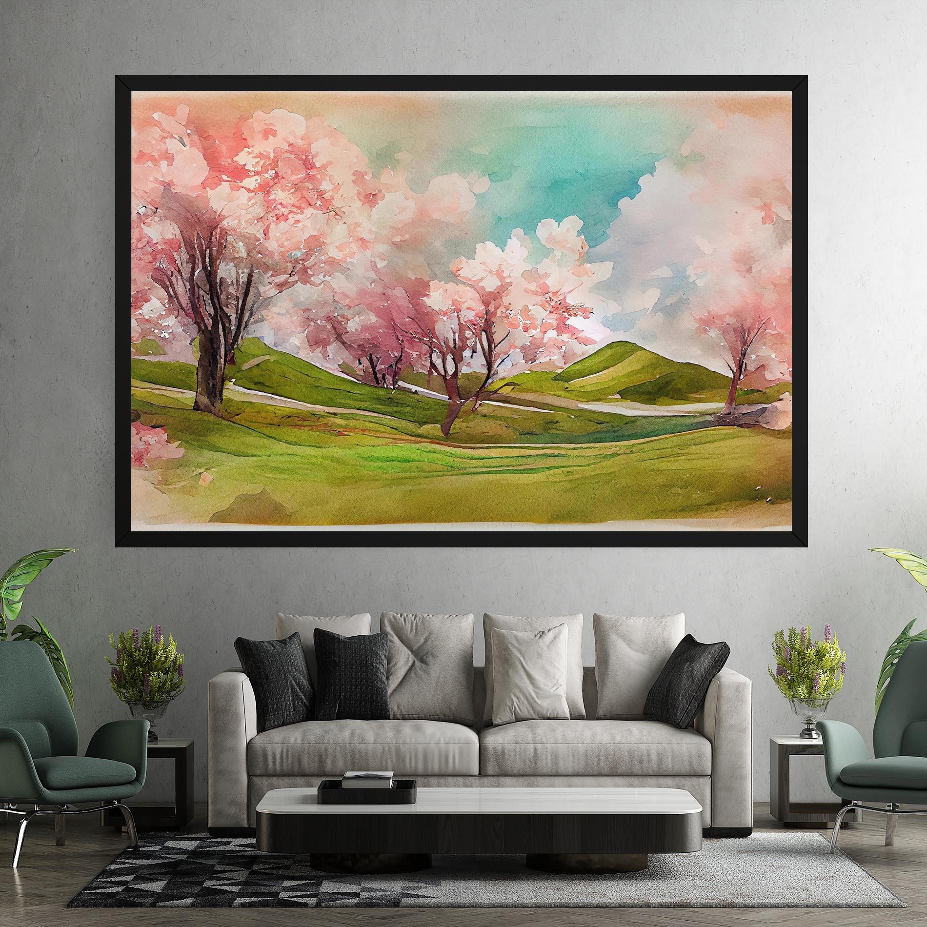 Obraz na Płótnie Spring Trees Painting mockup 7