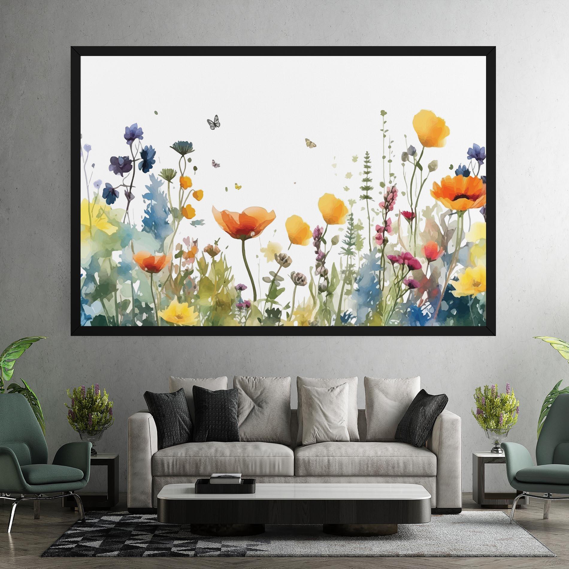 Obraz na Płótnie Watercolor Spring Flowers mockup 7