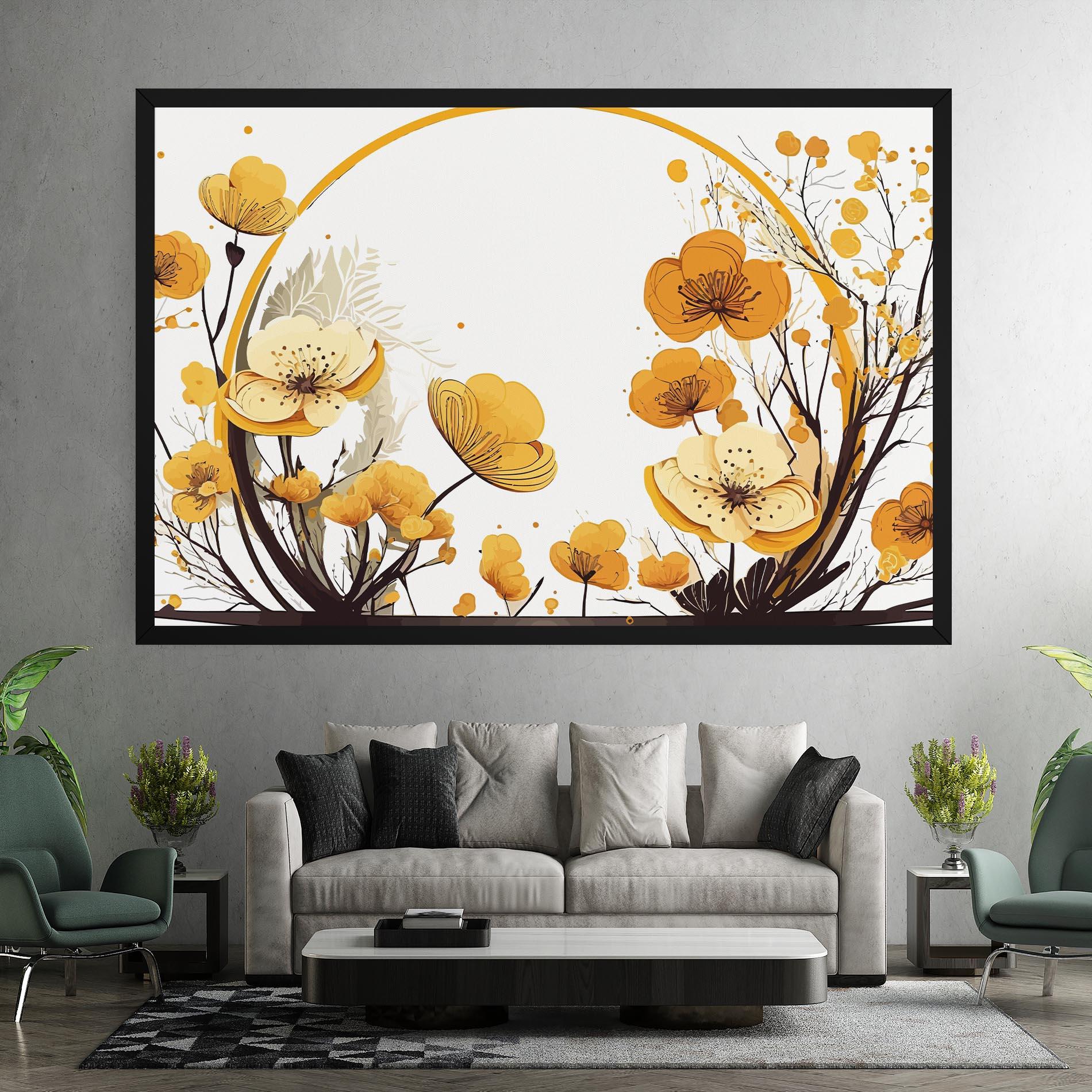 Obraz na Płótnie Yellow Circle Flowers mockup 7