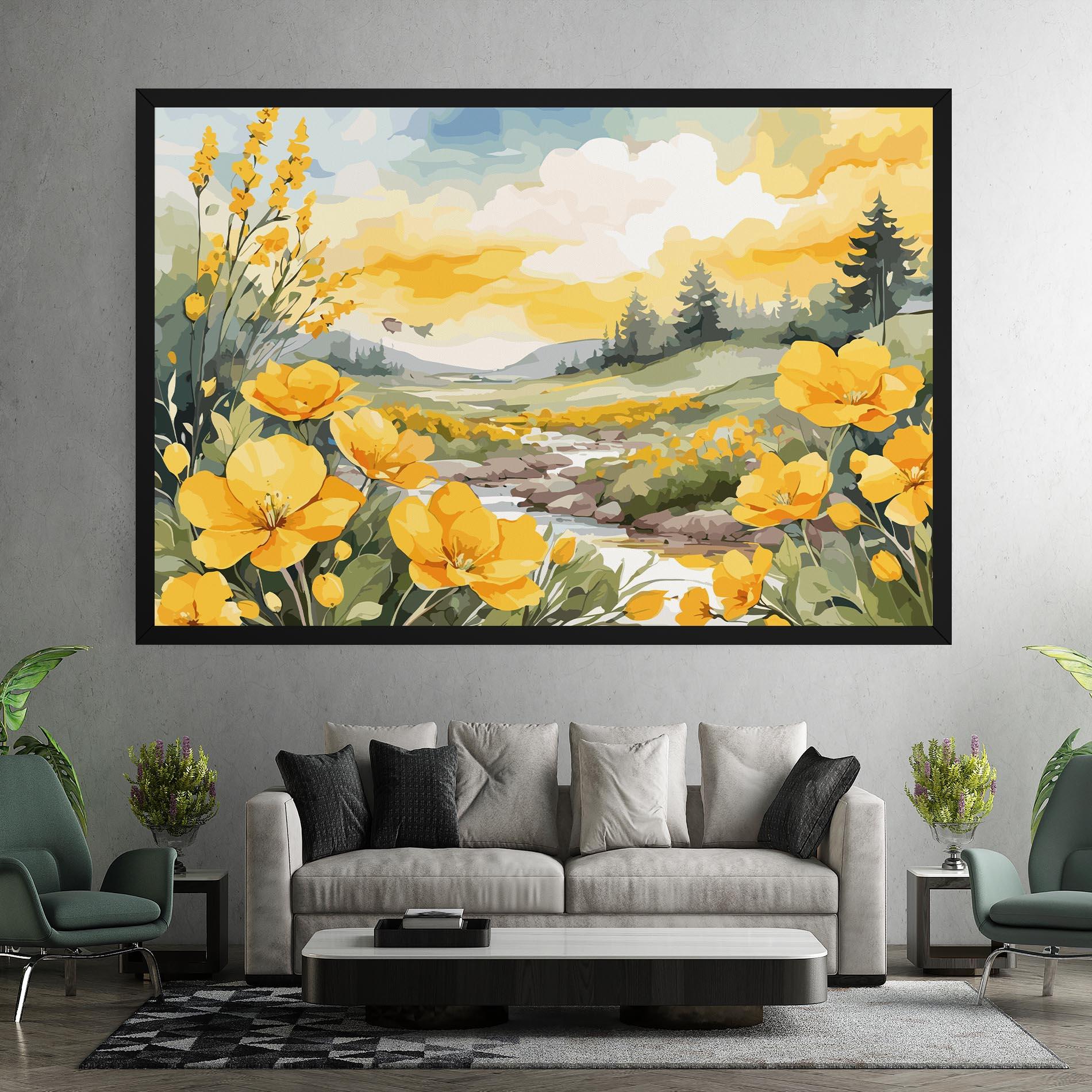 Obraz na Płótnie Yellow Spring Flower mockup 7