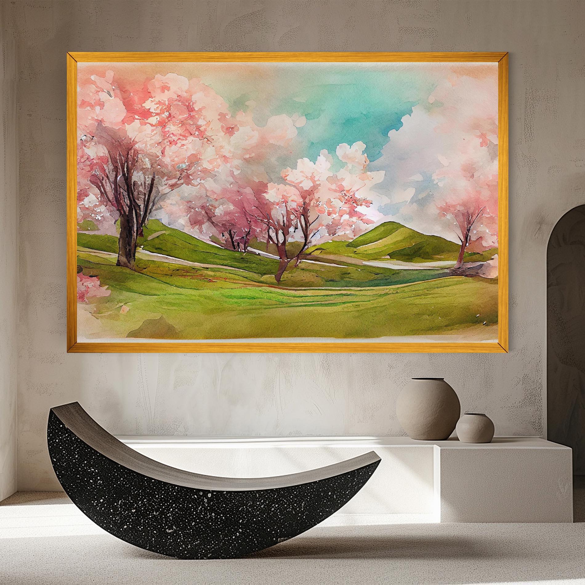Obraz na Płótnie Spring Trees Painting mockup 8