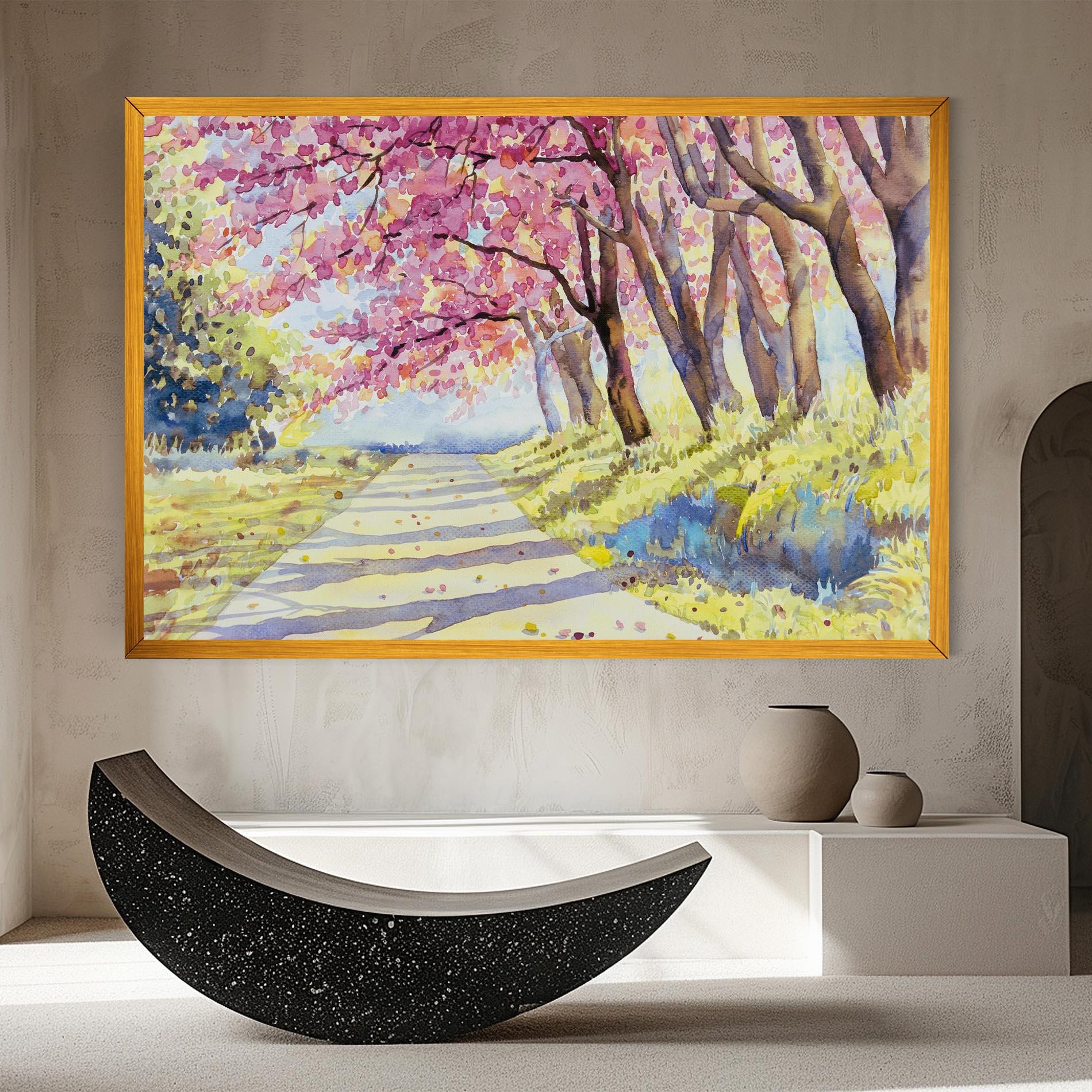 Obraz na Płótnie Watercolor Spring Landscape mockup 8