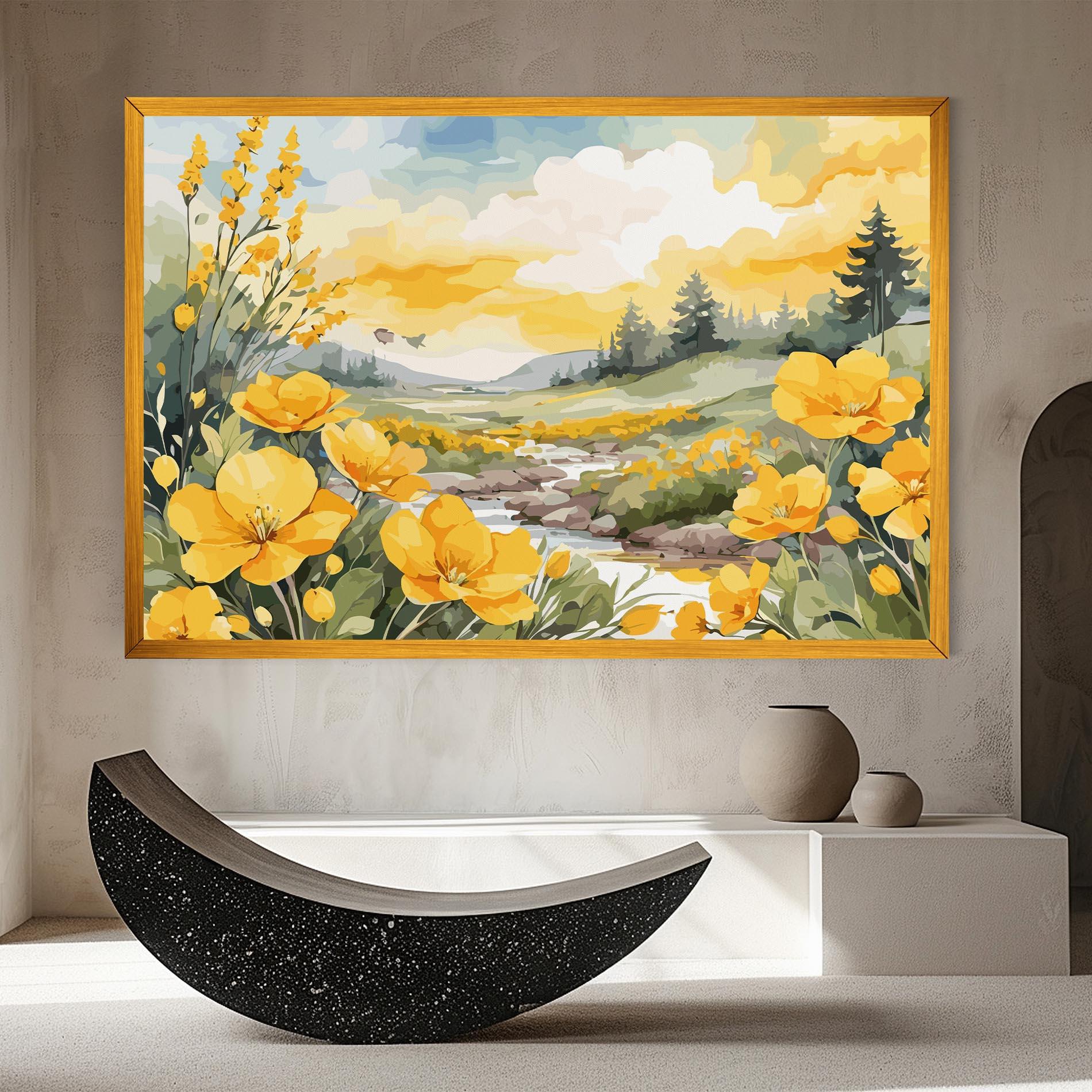 Obraz na Płótnie Yellow Spring Flower mockup 8