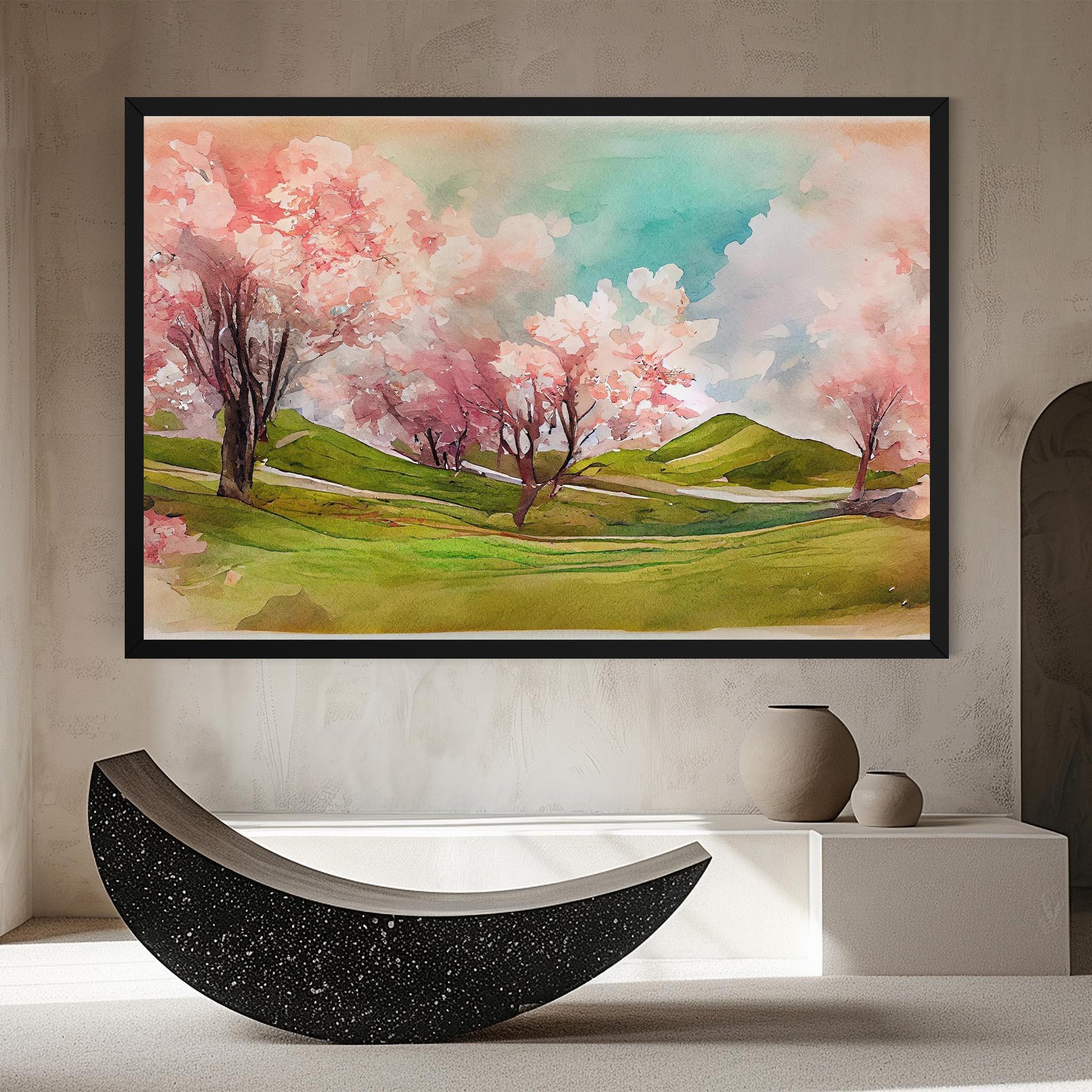 Obraz na Płótnie Spring Trees Painting mockup 8