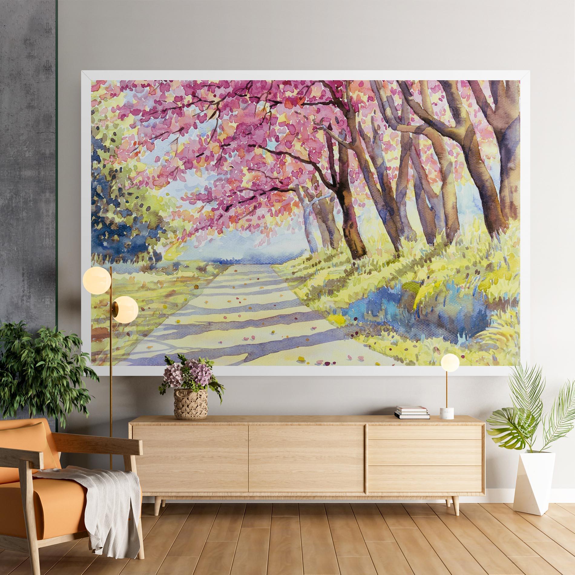 Obraz na Płótnie Watercolor Spring Landscape mockup 9