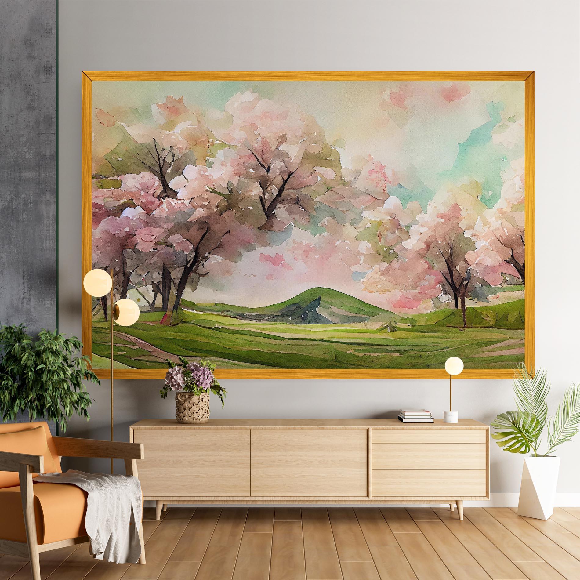 Obraz na Płótnie Spring Pink Trees mockup 9