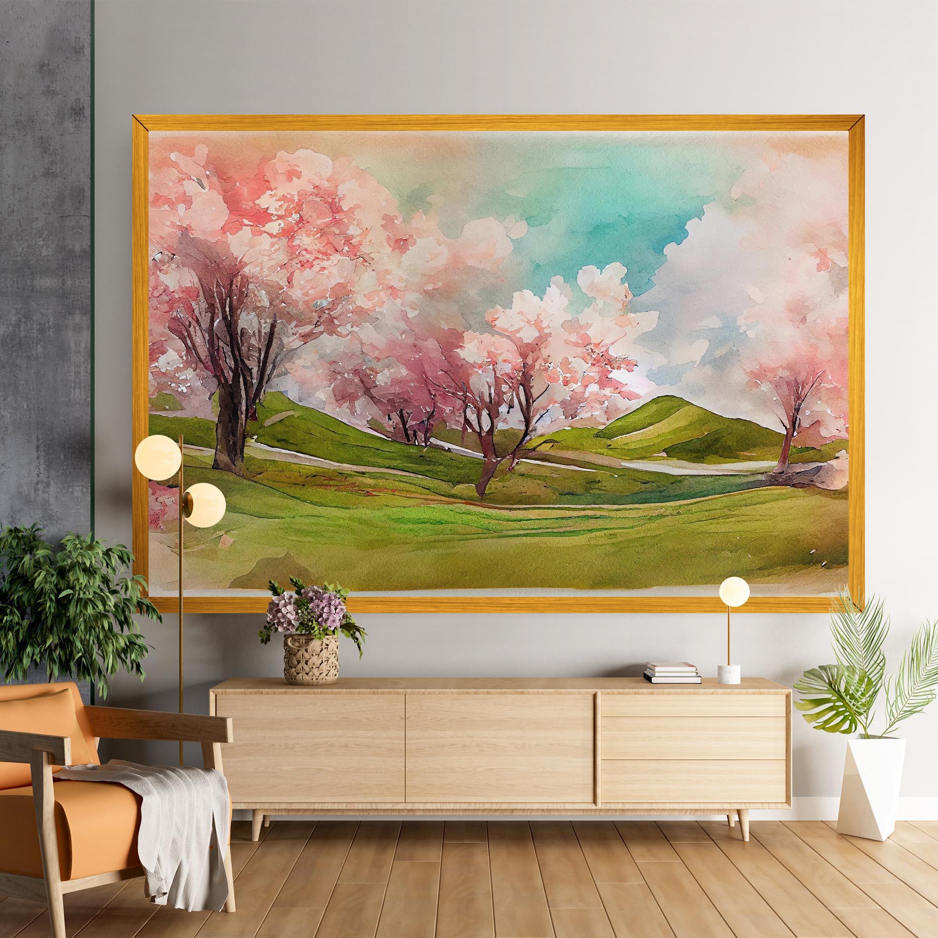 Obraz na Płótnie Spring Trees Painting mockup 9