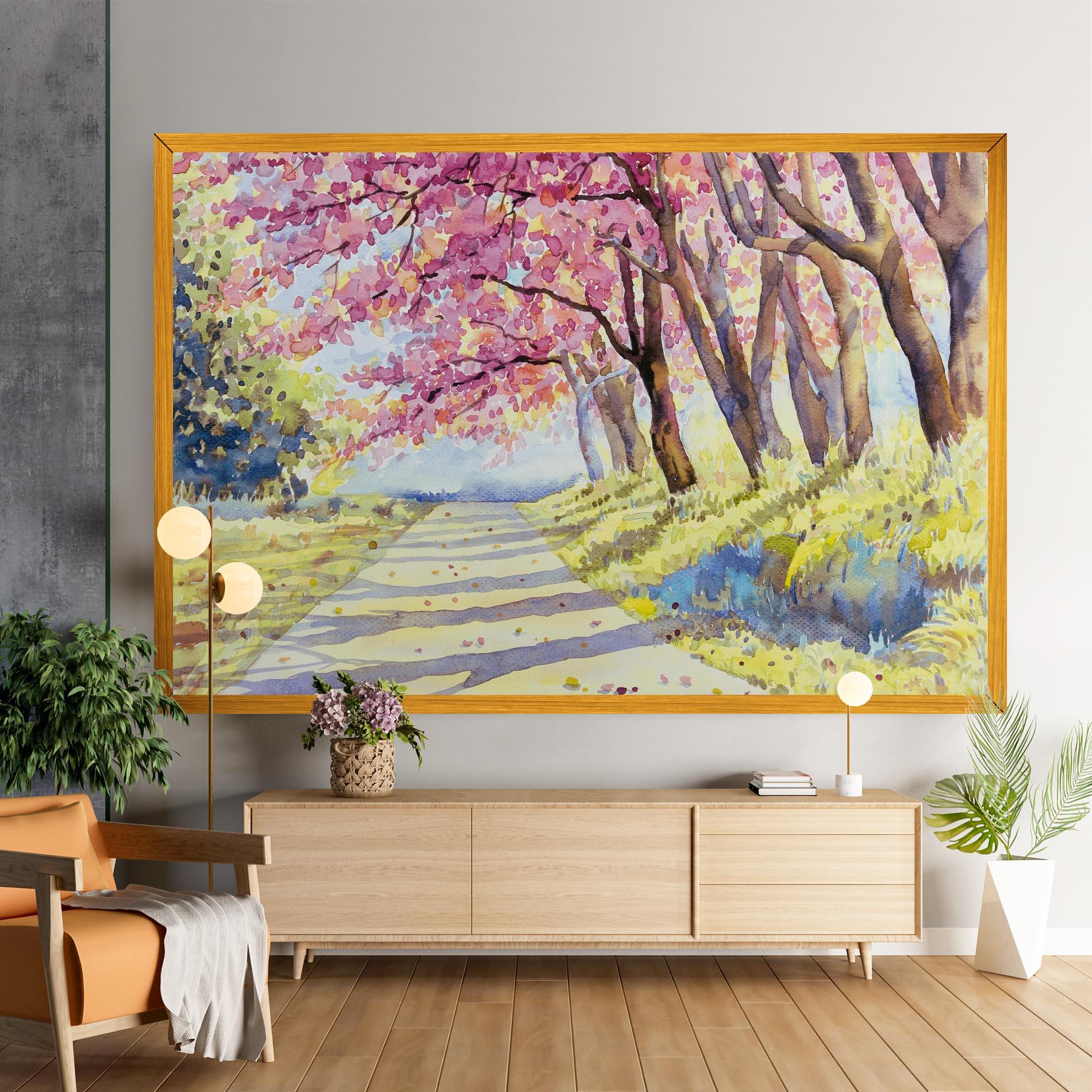 Obraz na Płótnie Watercolor Spring Landscape mockup 9