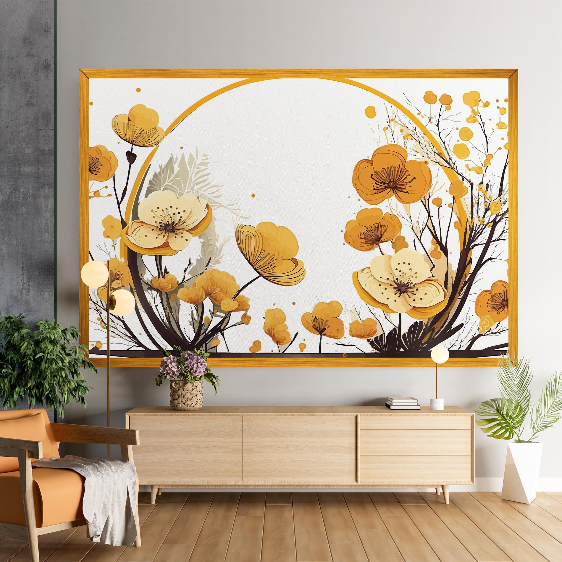 Obraz na Płótnie Yellow Circle Flowers mockup 9