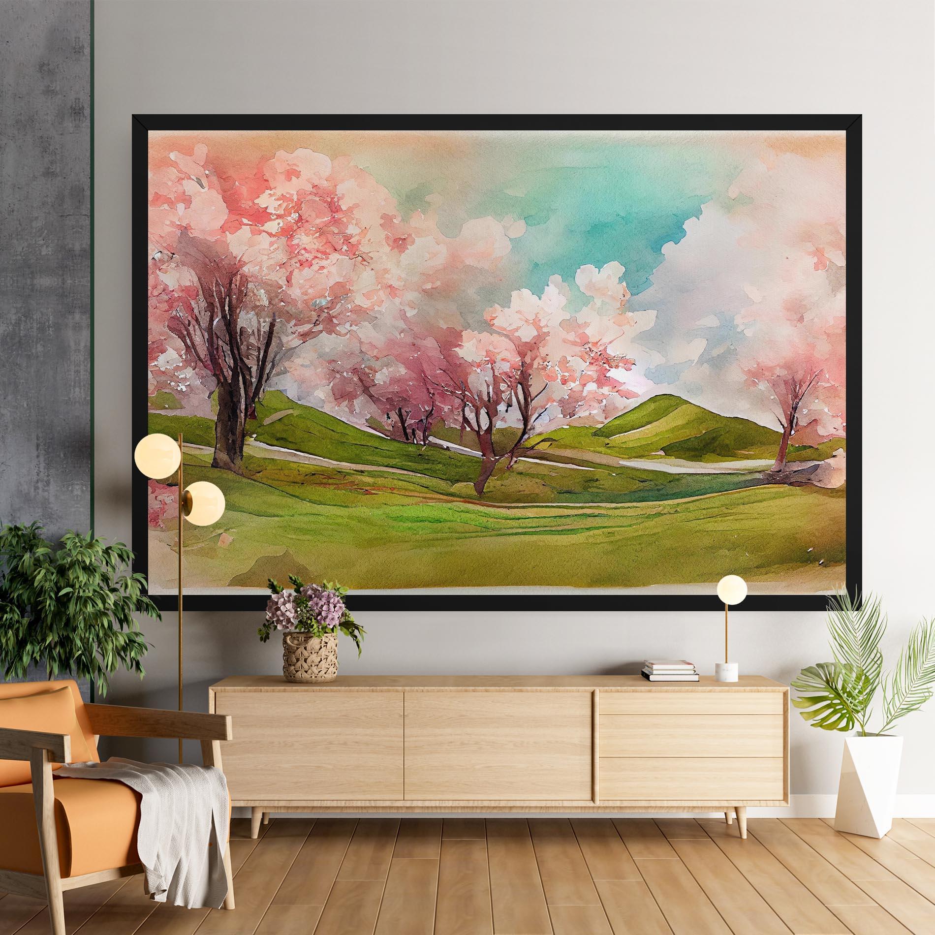 Obraz na Płótnie Spring Trees Painting mockup 9