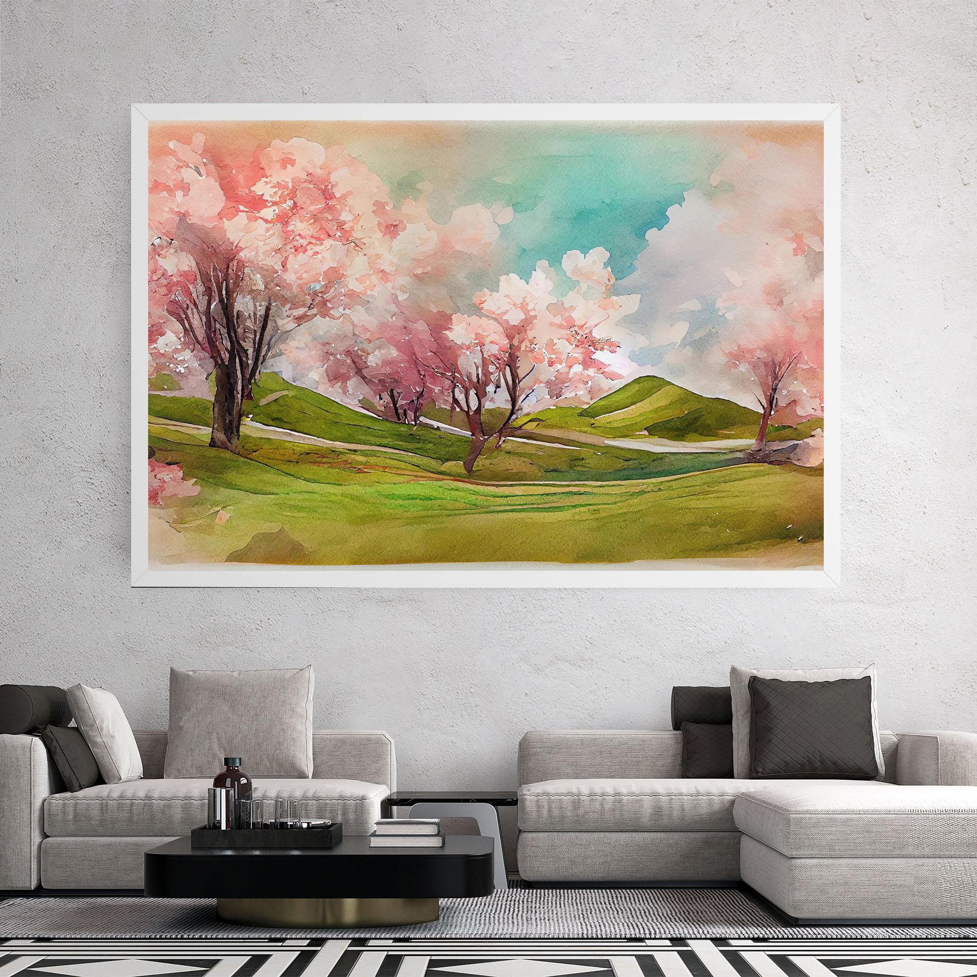 Obraz na Płótnie Spring Trees Painting mockup 2