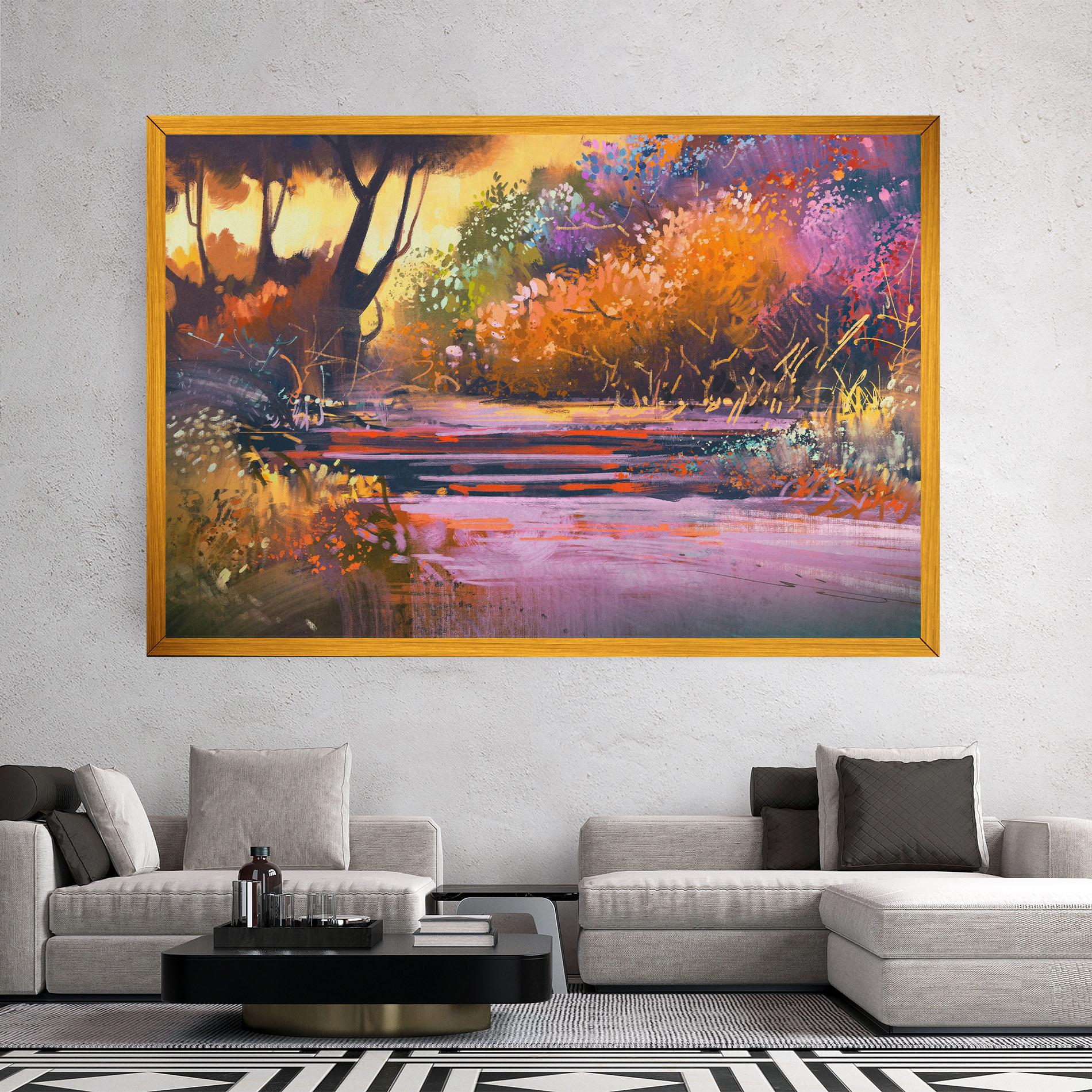 Obraz na Płótnie Landscape Colorful Trees mockup 2