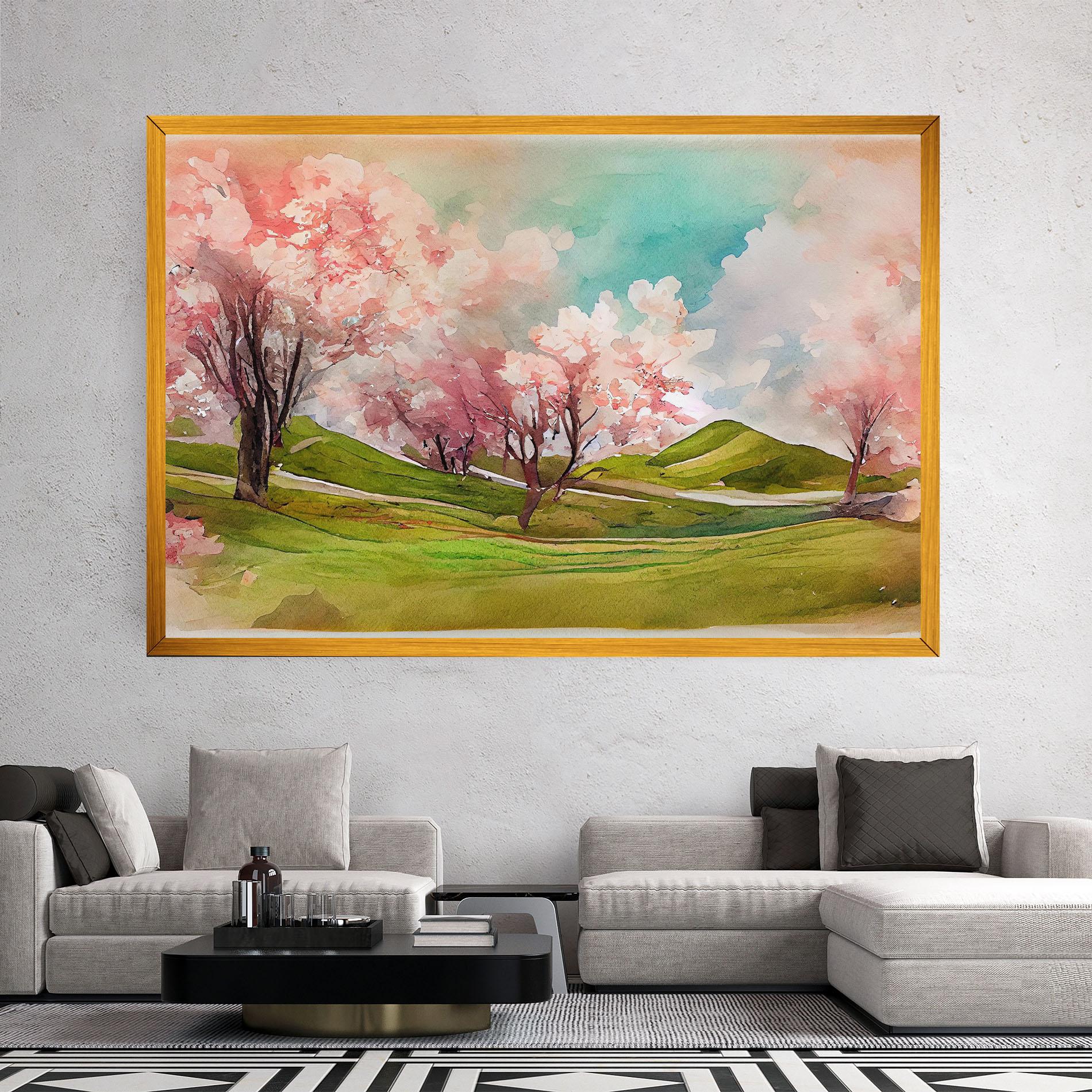 Obraz na Płótnie Spring Trees Painting mockup 2