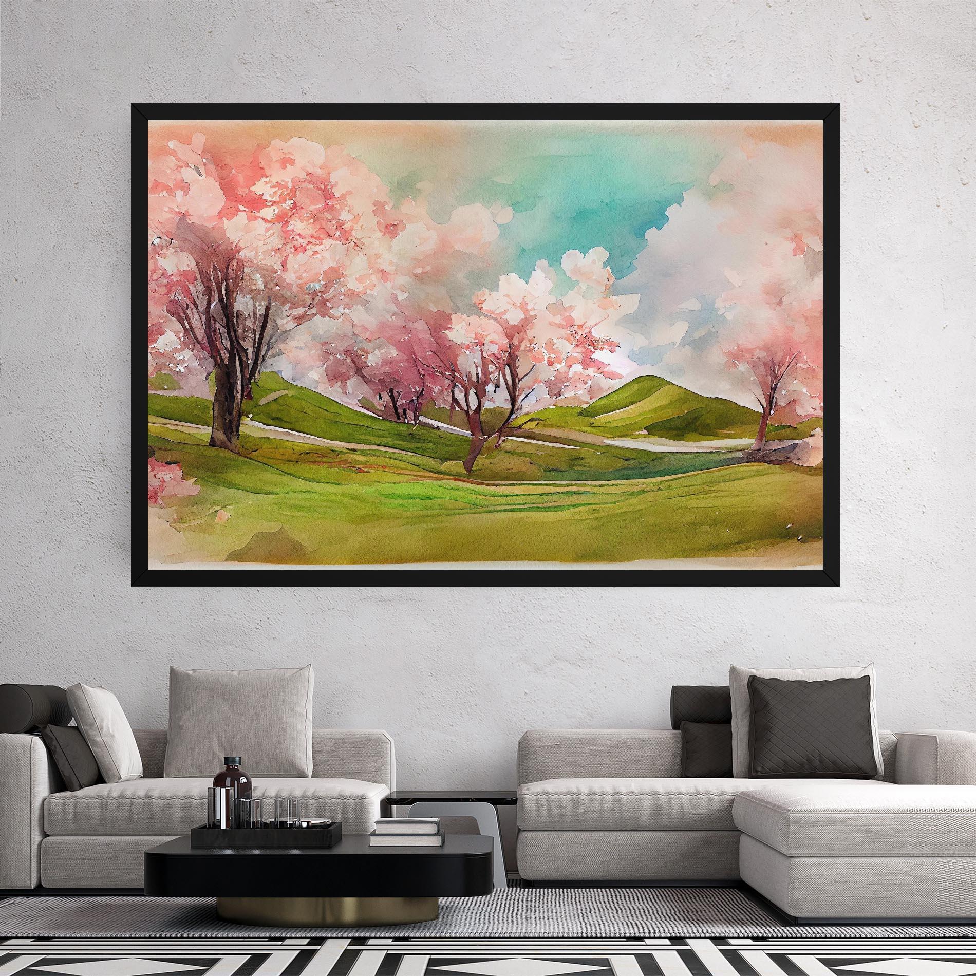 Obraz na Płótnie Spring Trees Painting mockup 2