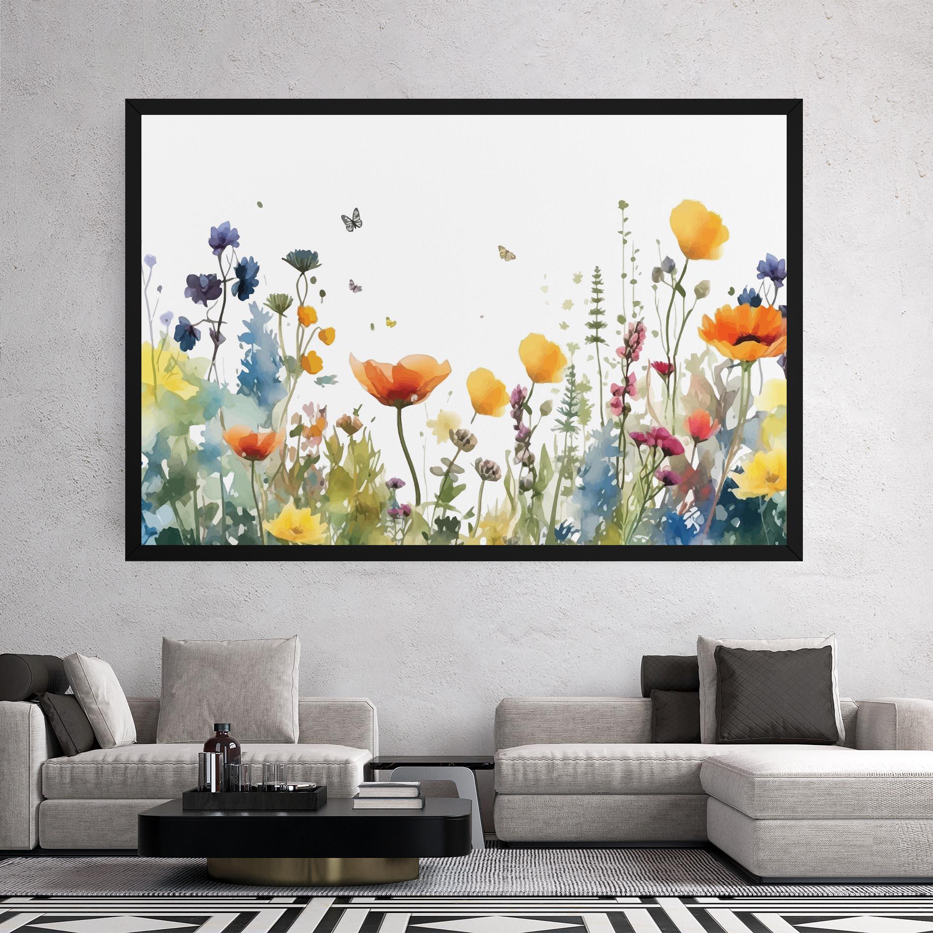 Obraz na Płótnie Watercolor Spring Flowers mockup 2