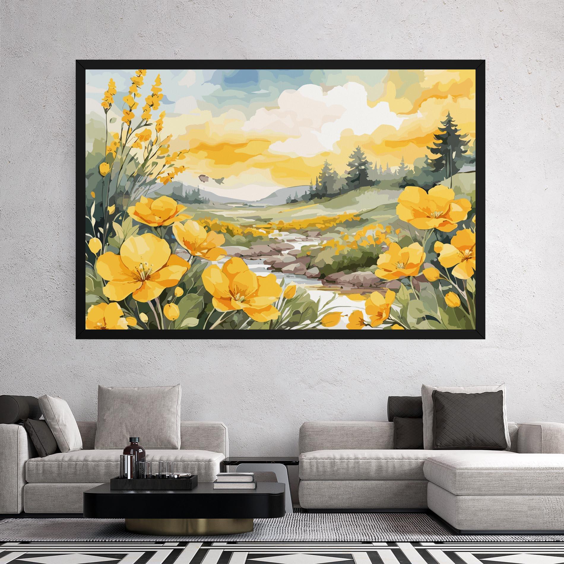 Obraz na Płótnie Yellow Spring Flower mockup 2