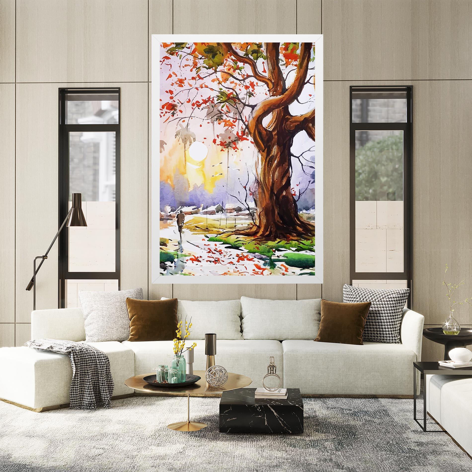 Obraz na Płótnie Watercolor Spring Tree mockup 2