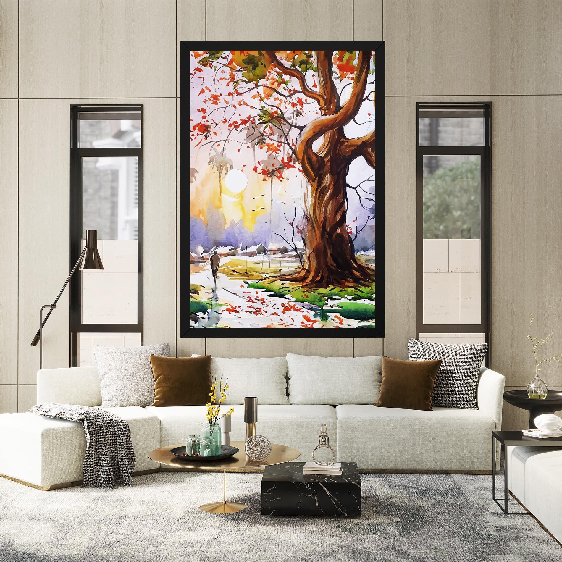 Obraz na Płótnie Watercolor Spring Tree mockup 2