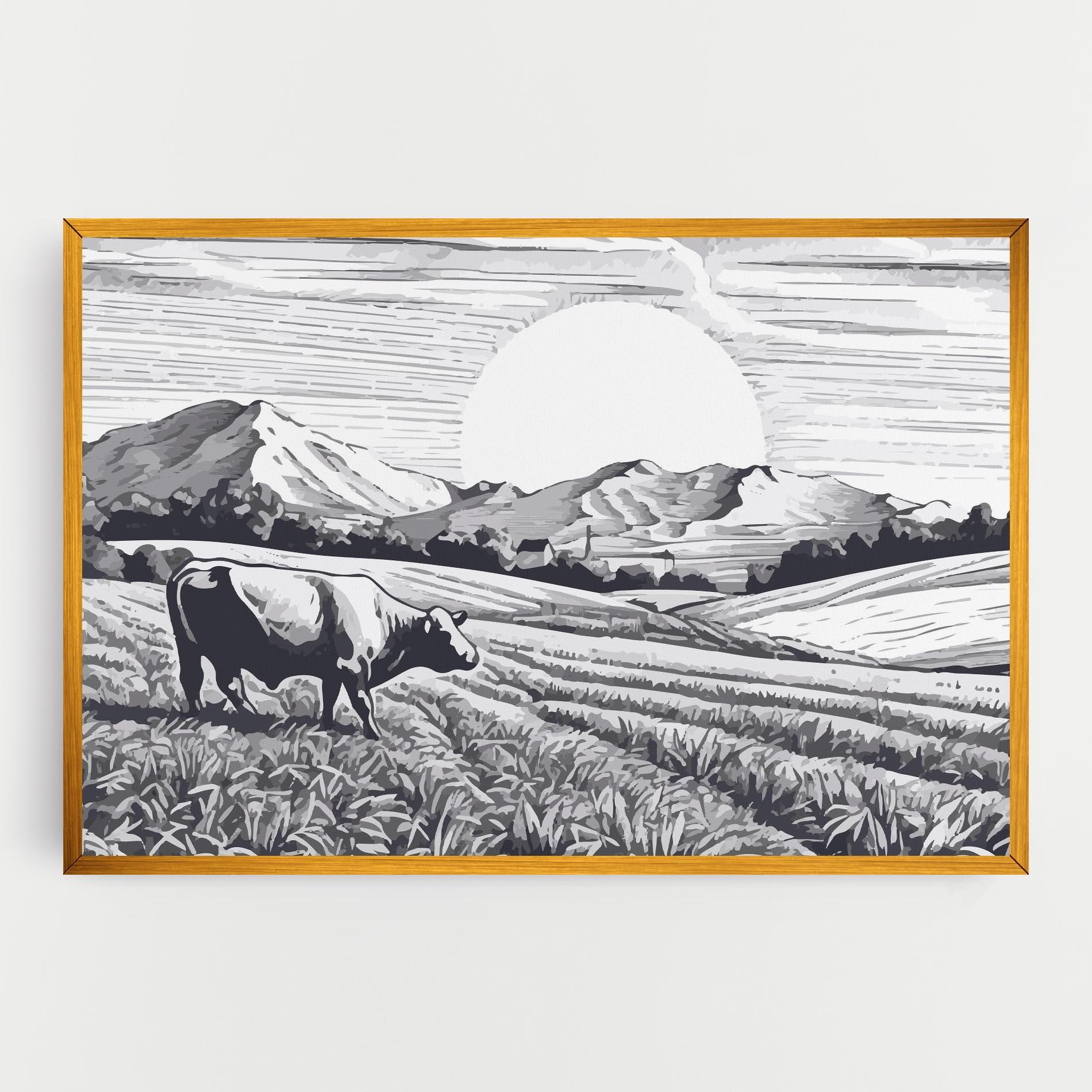 Obraz na Płótnie Cow Grey Ink mockup 0