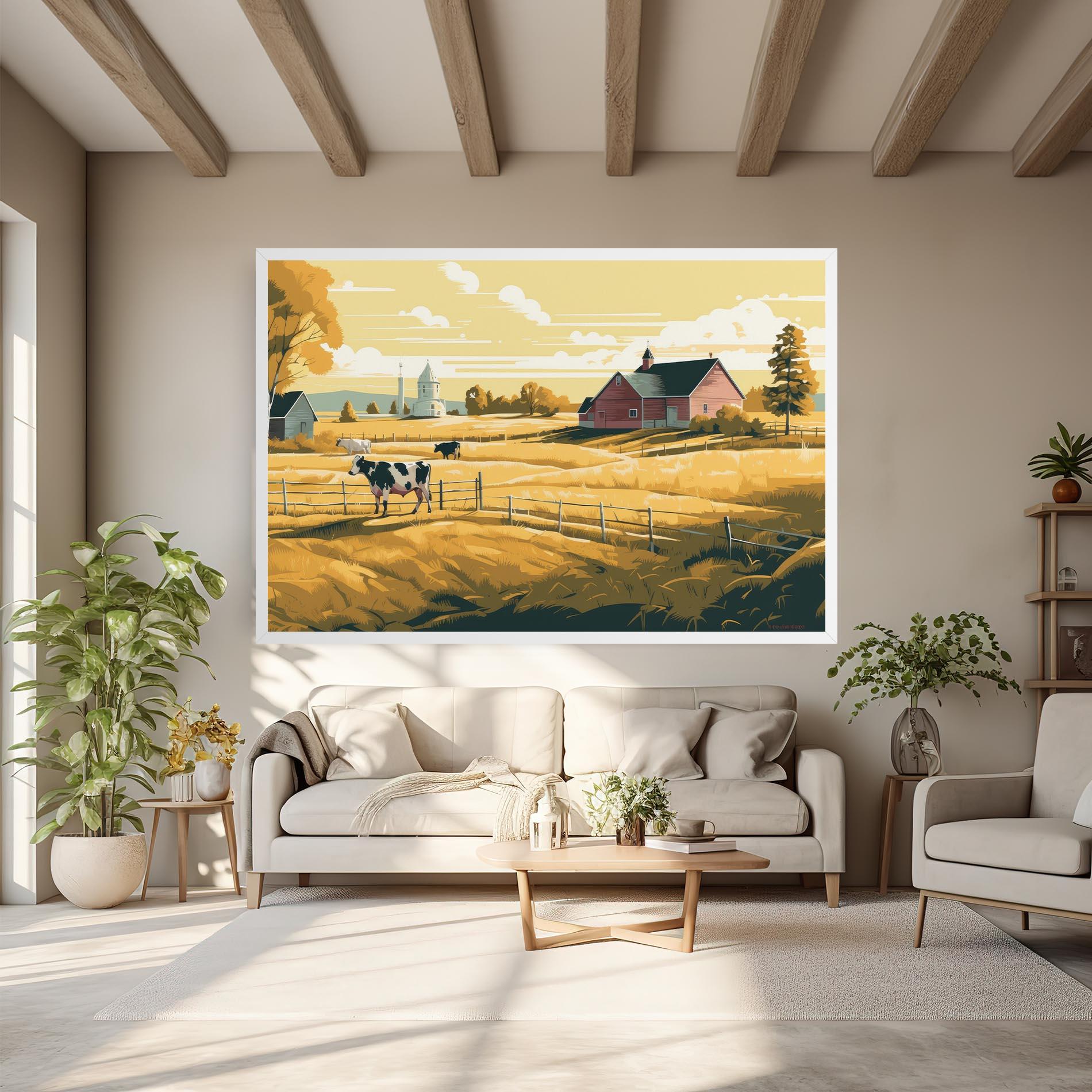Obraz na Płótnie Cows Sunlight Farm mockup 6
