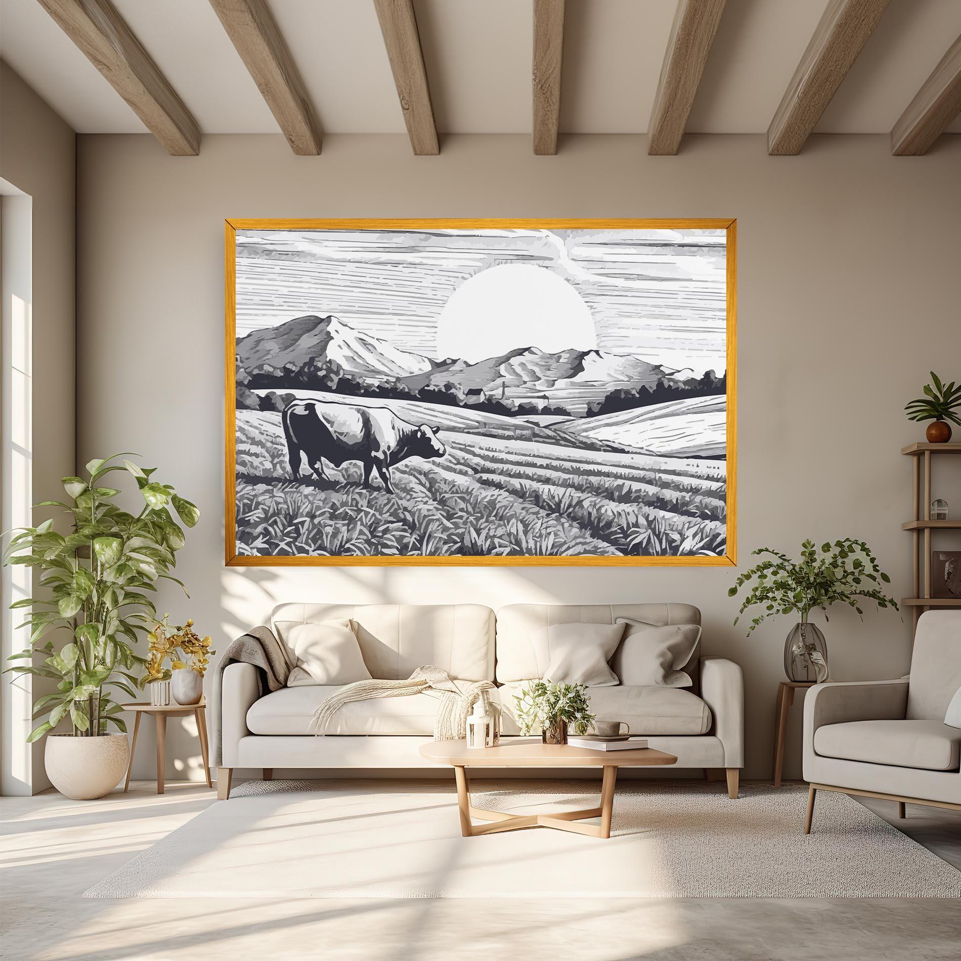 Obraz na Płótnie Cow Grey Ink mockup 6