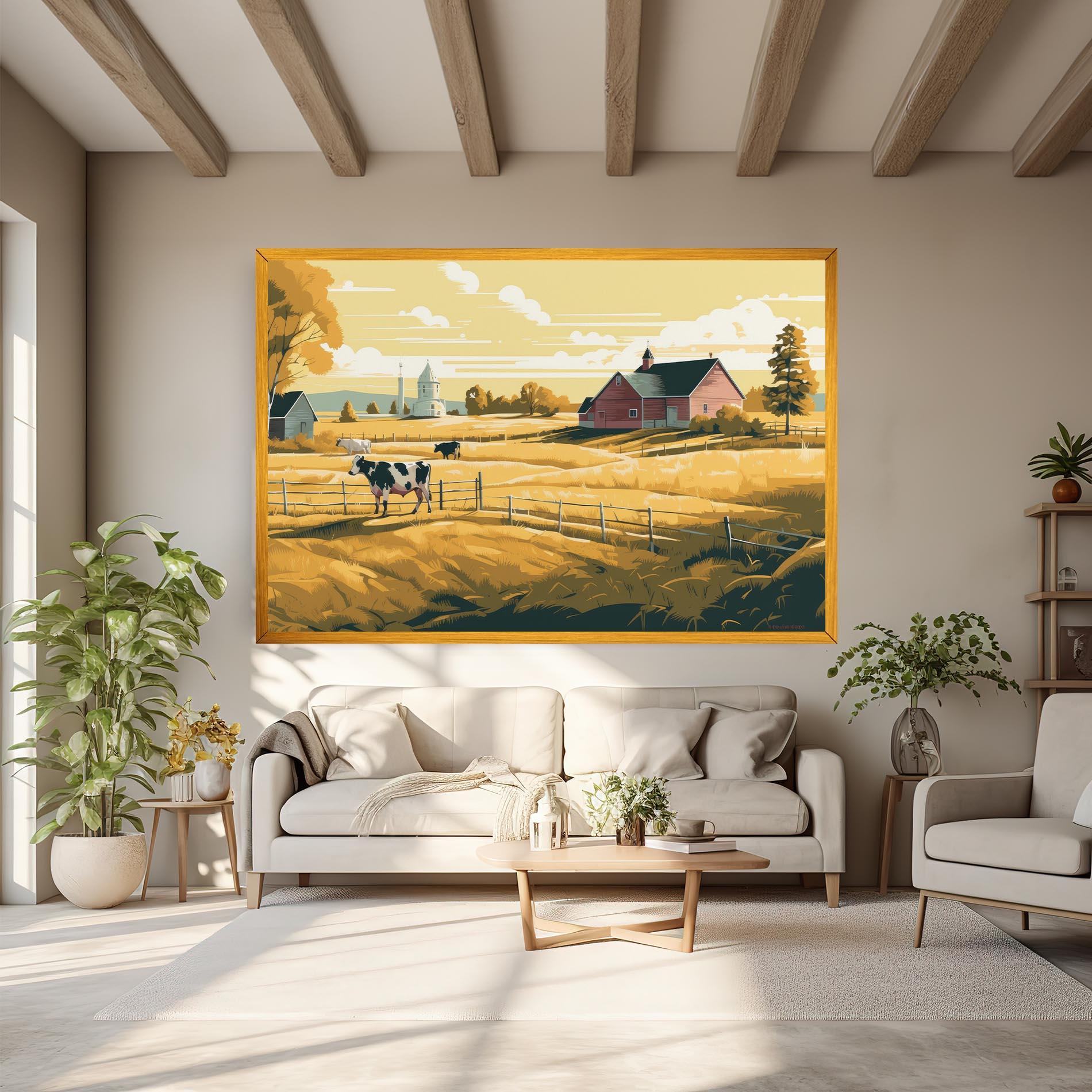 Obraz na Płótnie Cows Sunlight Farm mockup 6