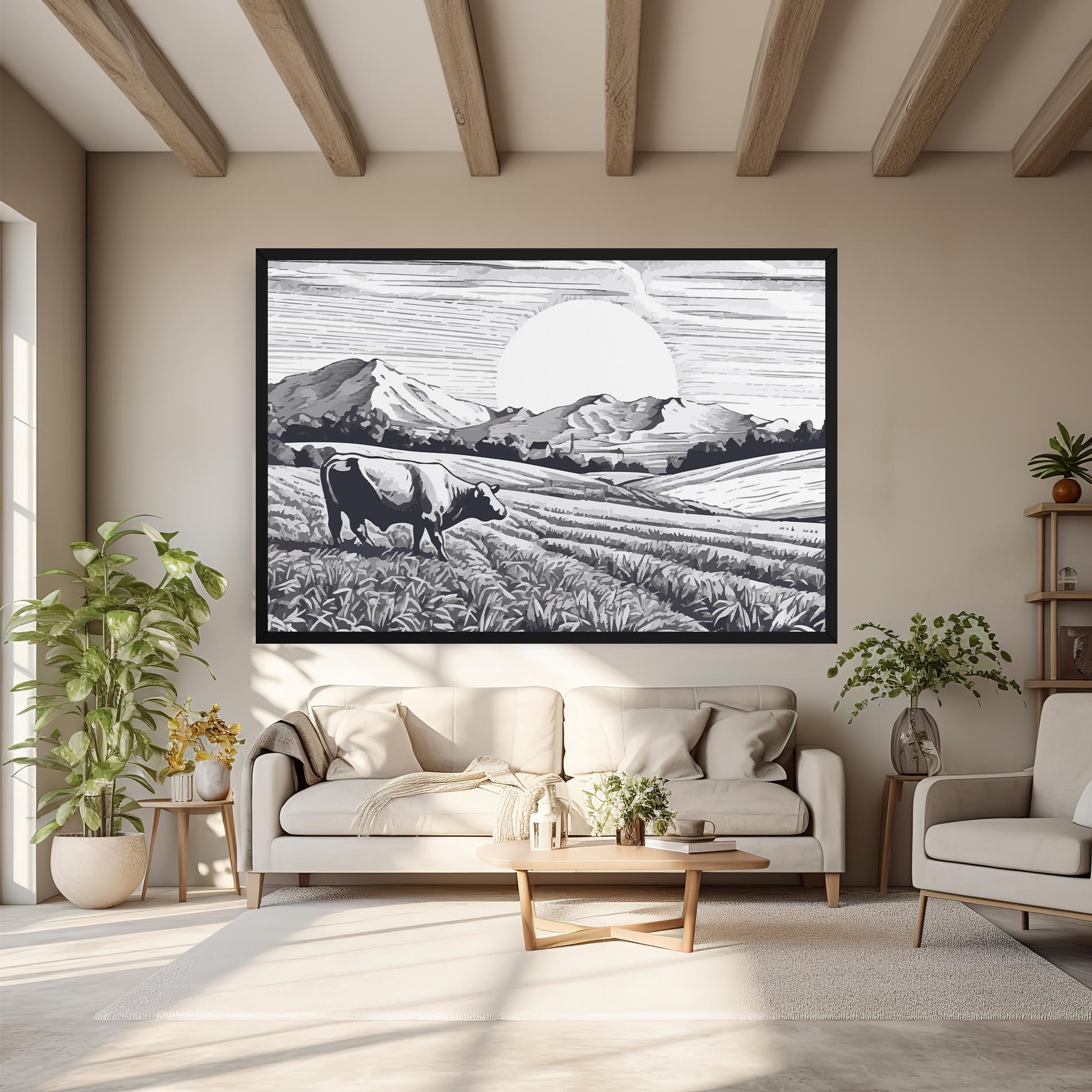 Obraz na Płótnie Cow Grey Ink mockup 6