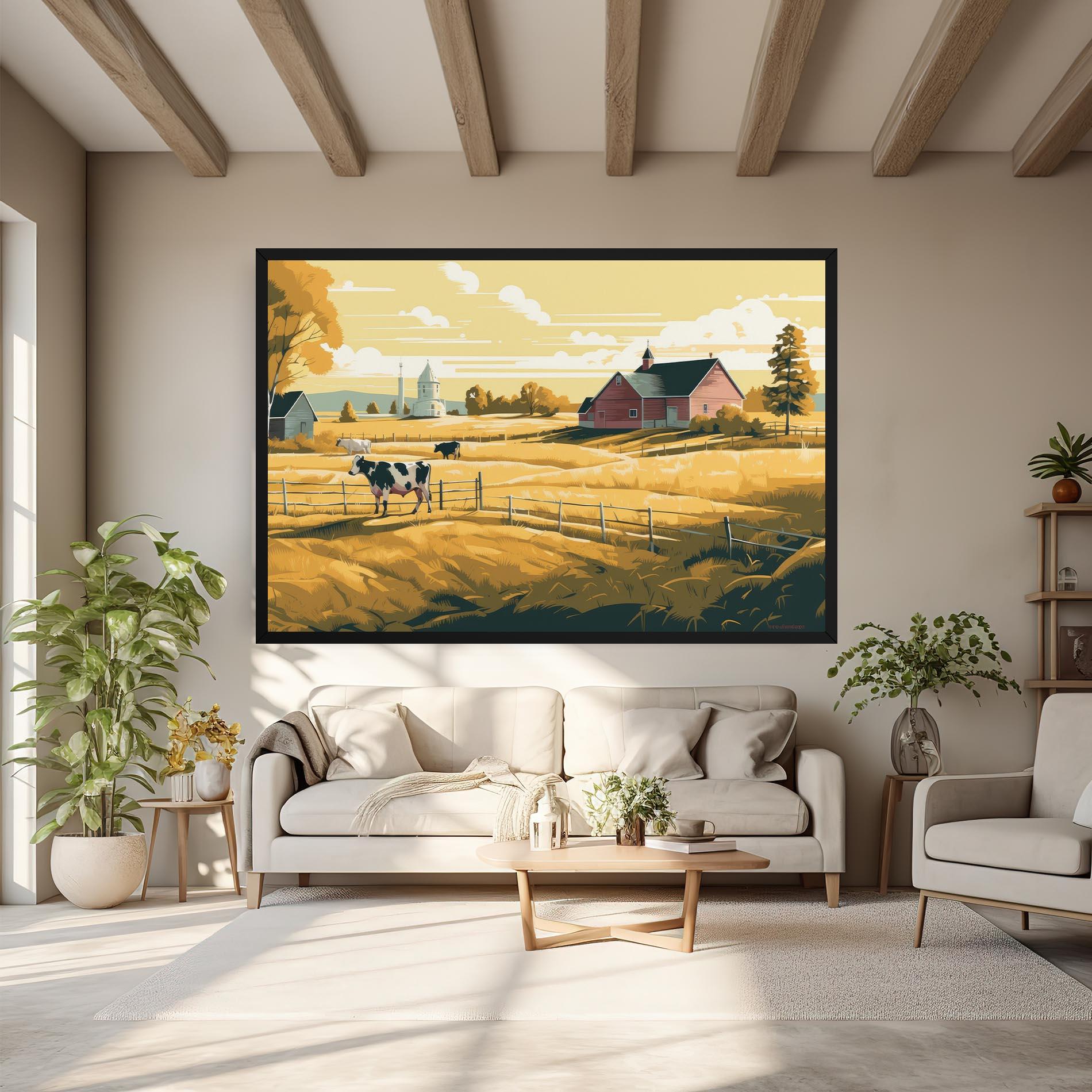 Obraz na Płótnie Cows Sunlight Farm mockup 6