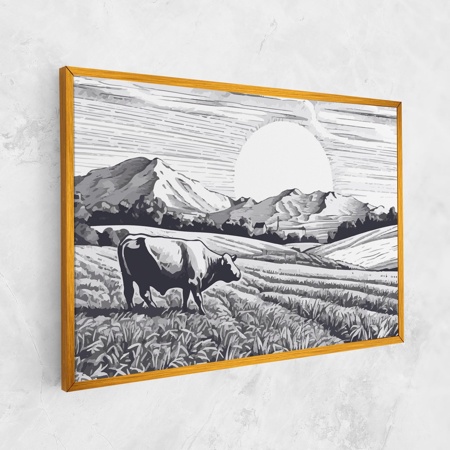 Obraz na Płótnie Cow Grey Ink mockup 1