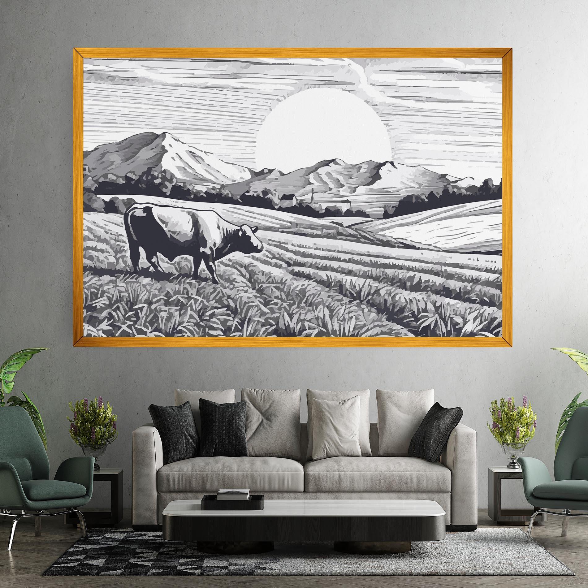 Obraz na Płótnie Cow Grey Ink mockup 7