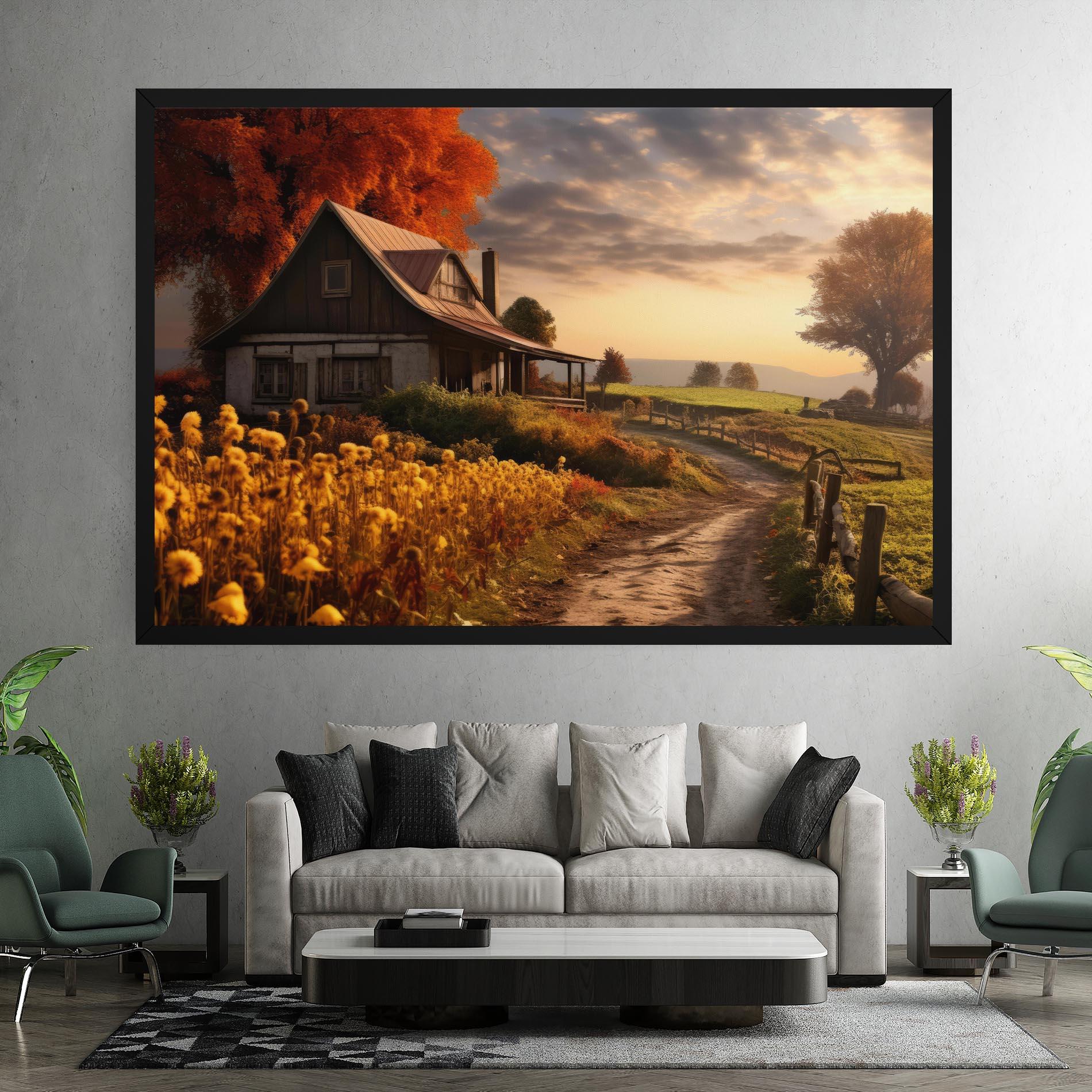 Obraz na Płótnie Autumn Farm House mockup 7
