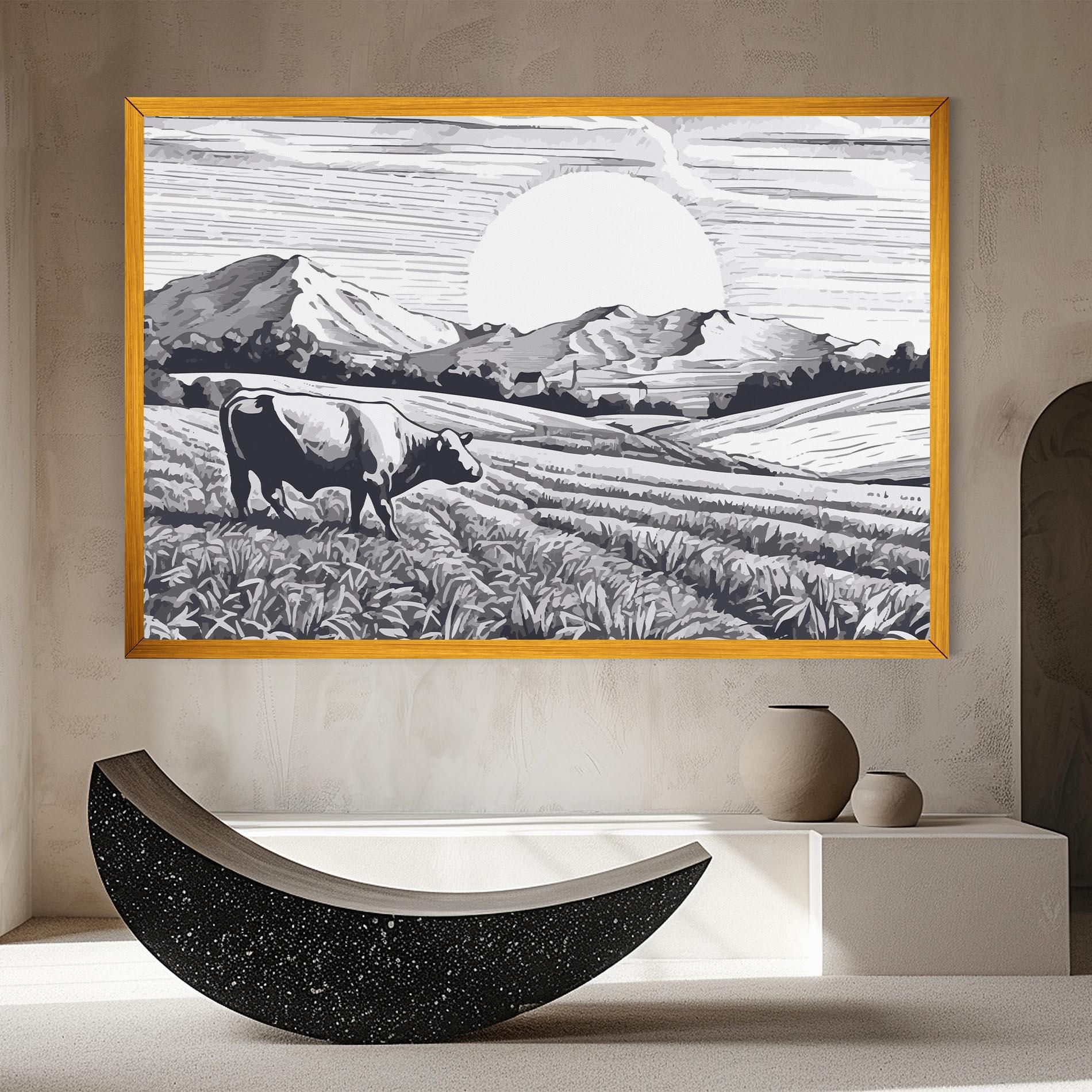 Obraz na Płótnie Cow Grey Ink mockup 8