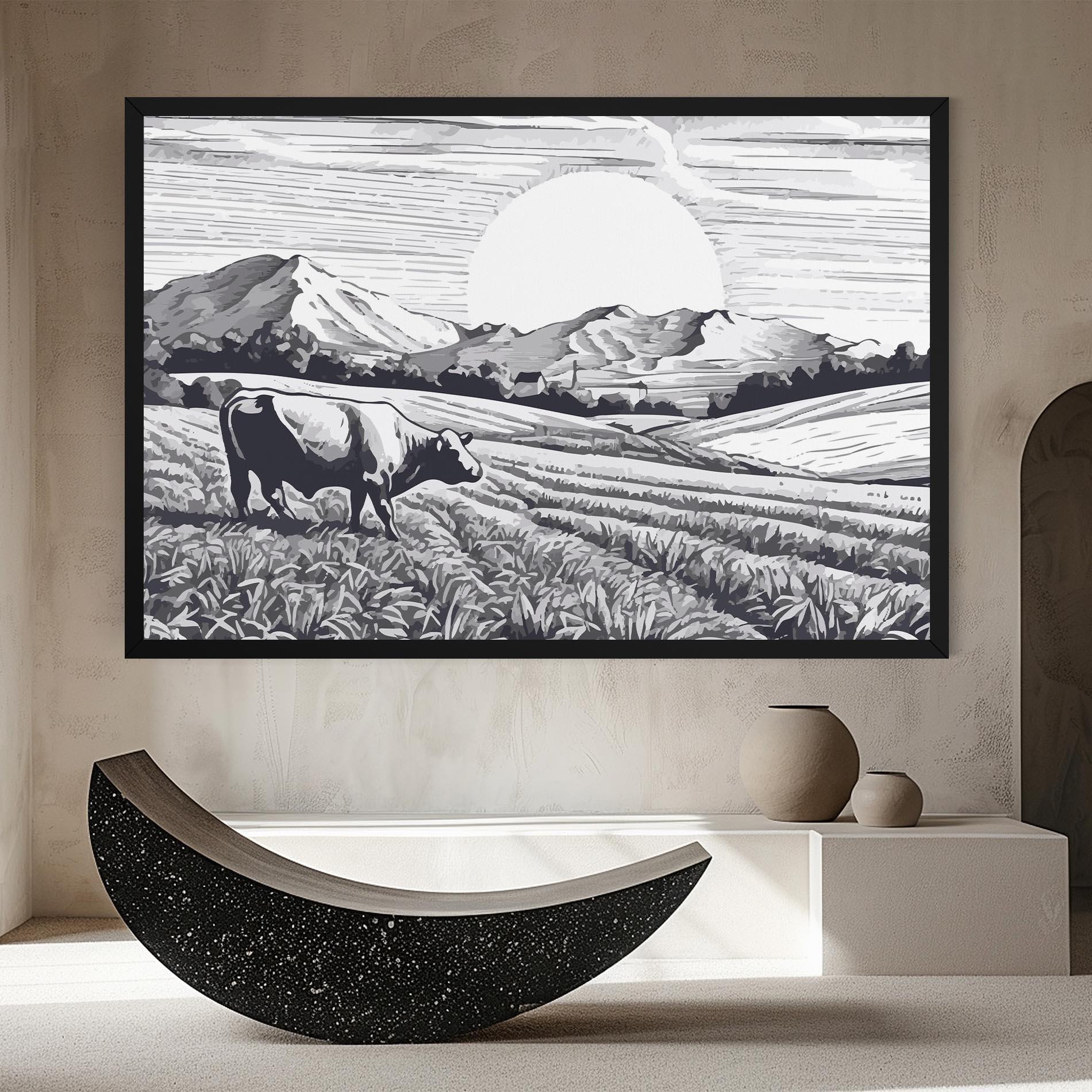 Obraz na Płótnie Cow Grey Ink mockup 8