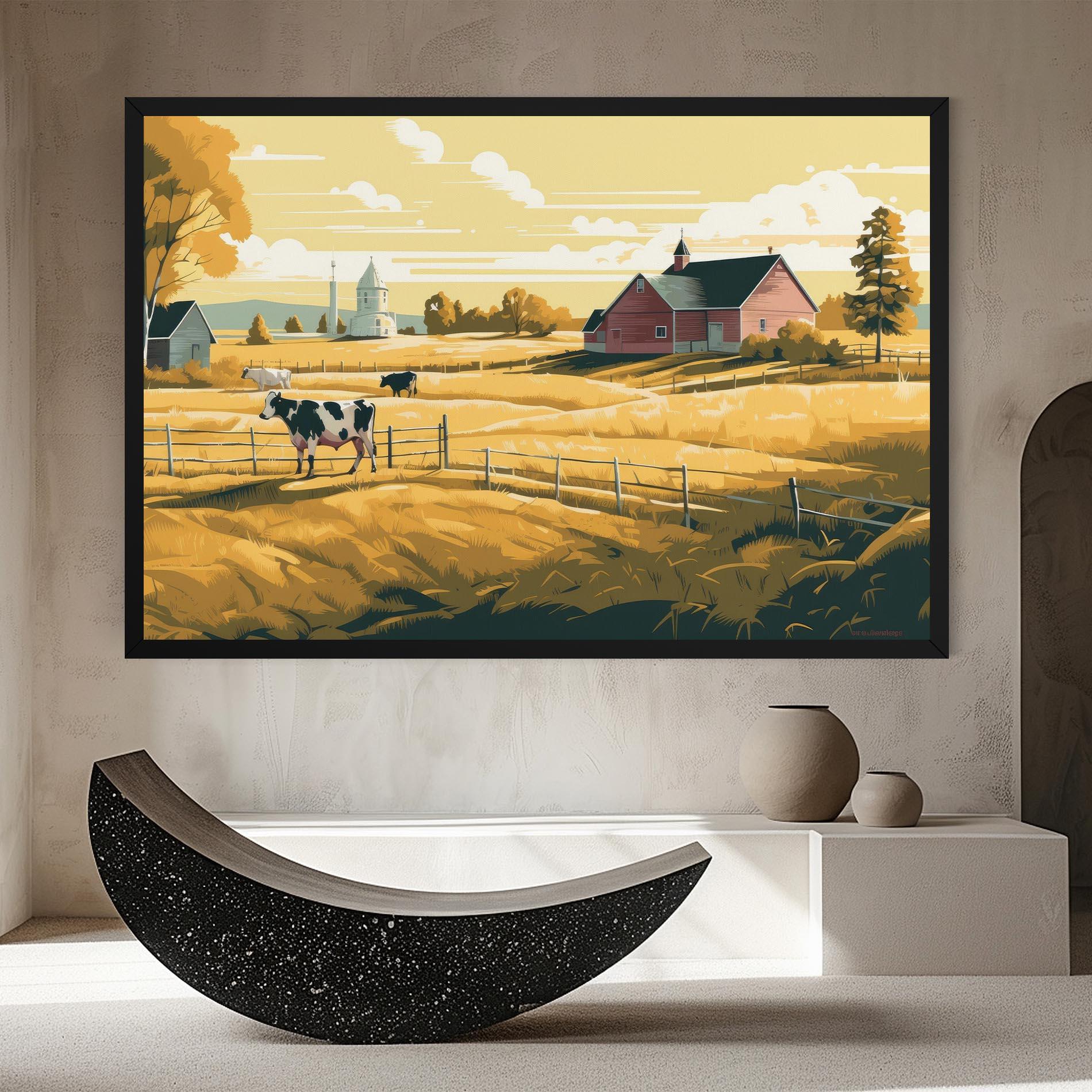 Obraz na Płótnie Cows Sunlight Farm mockup 8