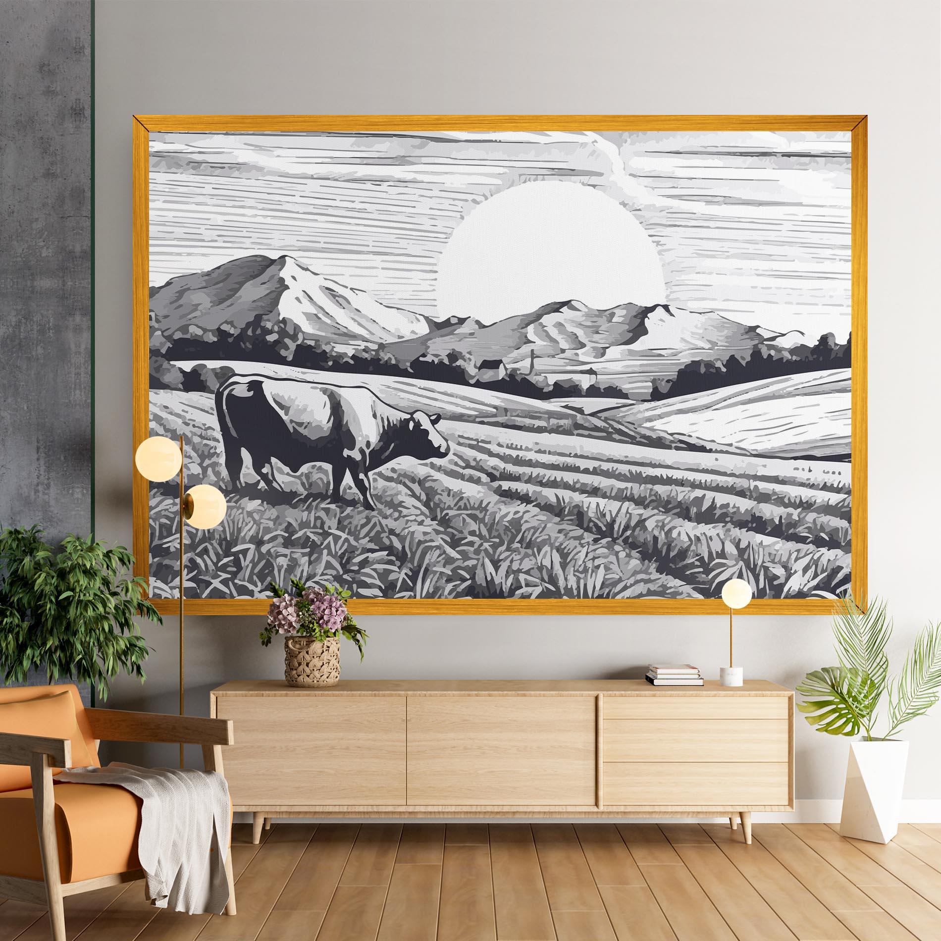 Obraz na Płótnie Cow Grey Ink mockup 9