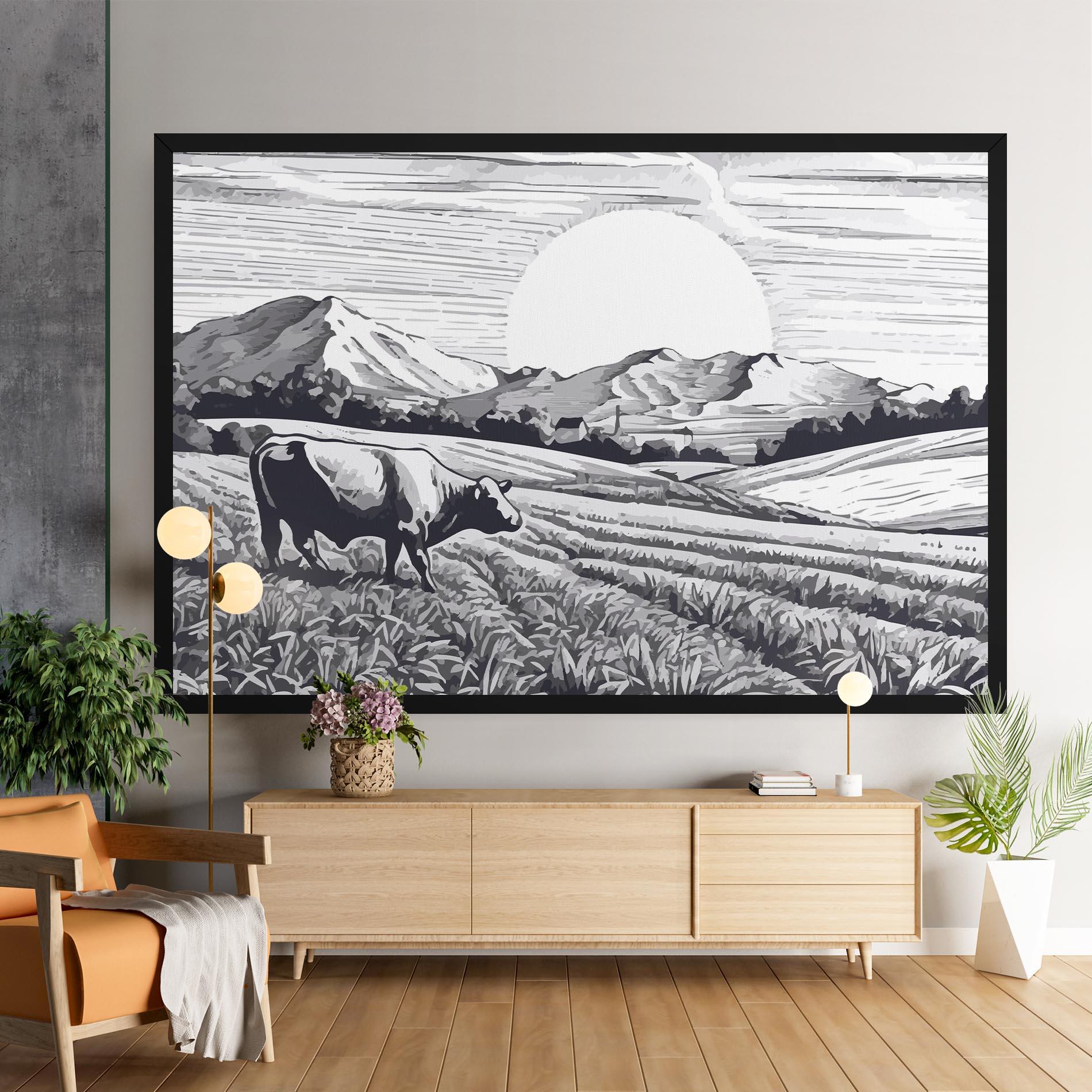 Obraz na Płótnie Cow Grey Ink mockup 9