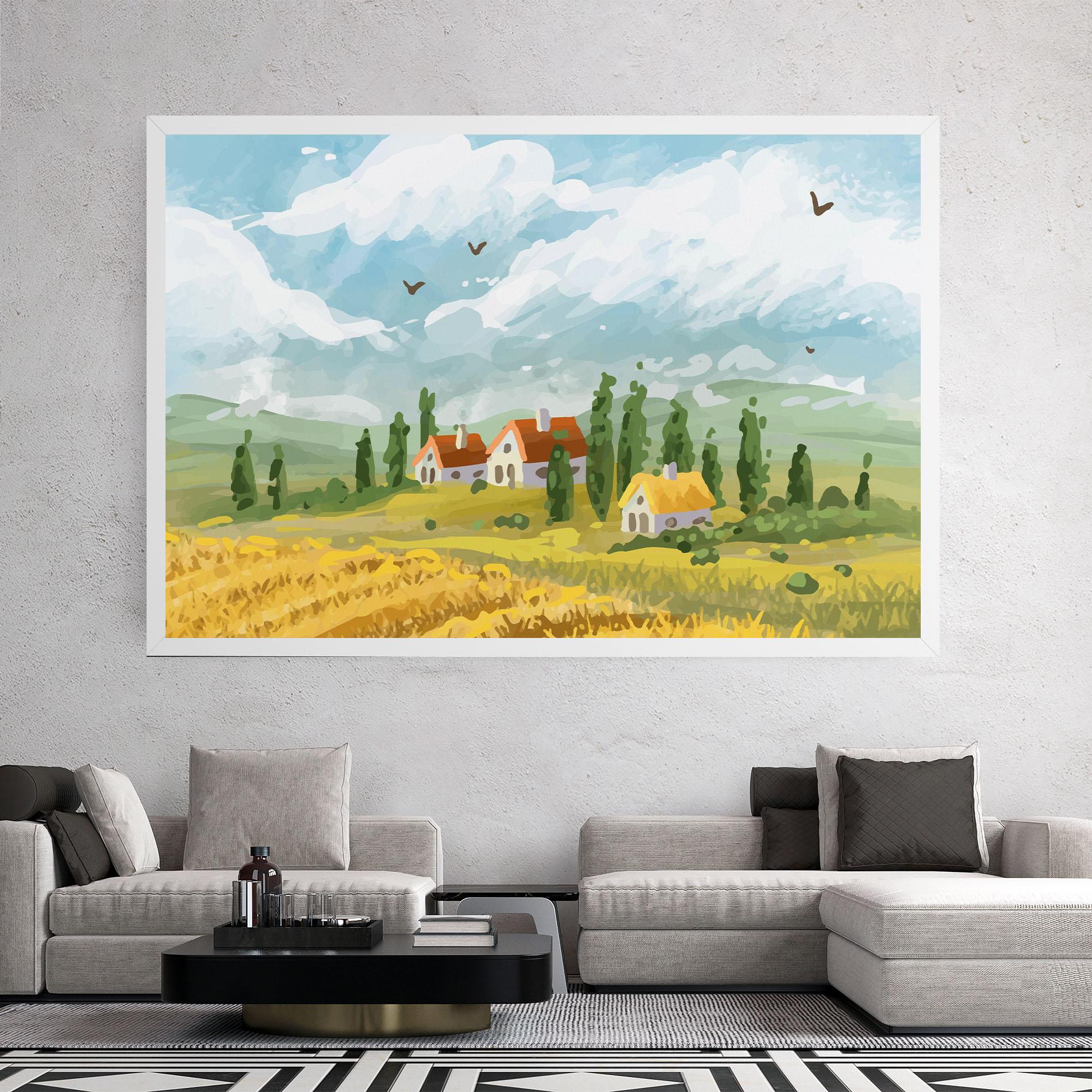 Obraz na Płótnie Orange Yellow House mockup 2