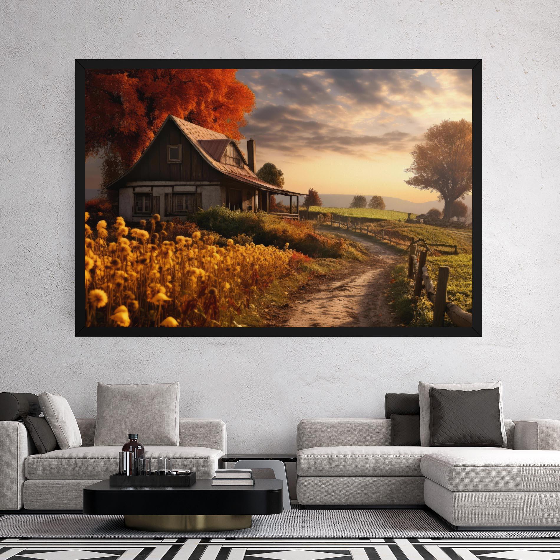 Obraz na Płótnie Autumn Farm House mockup 2