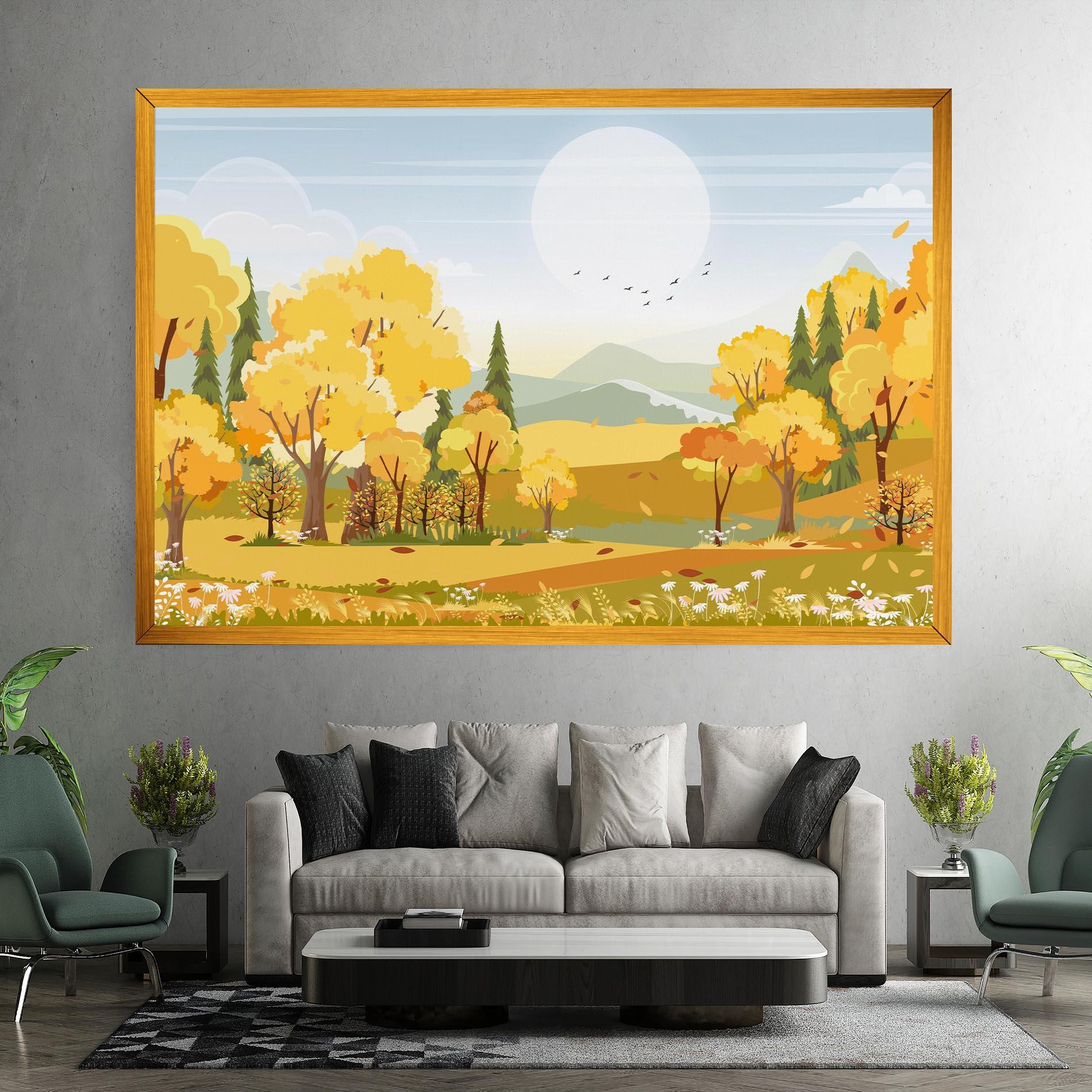 Obraz na Płótnie Autumn Yellow View mockup 7