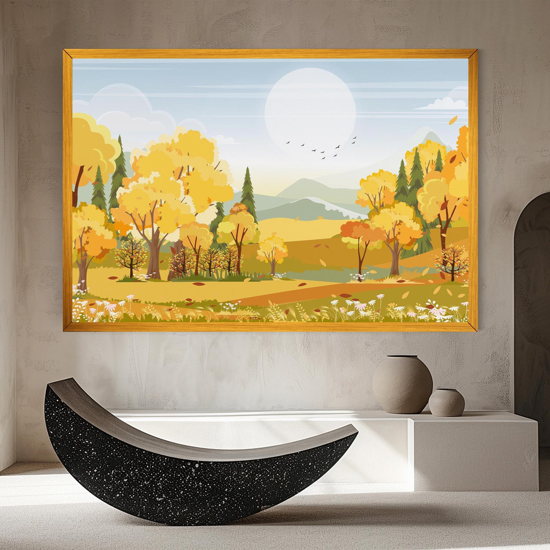 Obraz na Płótnie Autumn Yellow View mockup 8