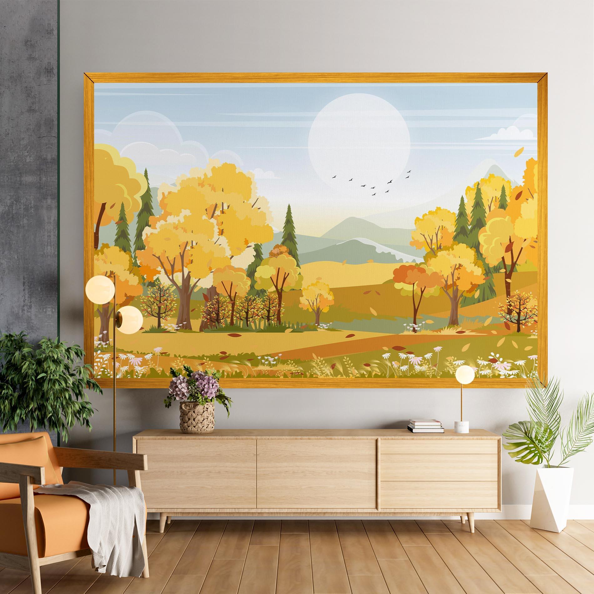 Obraz na Płótnie Autumn Yellow View mockup 9