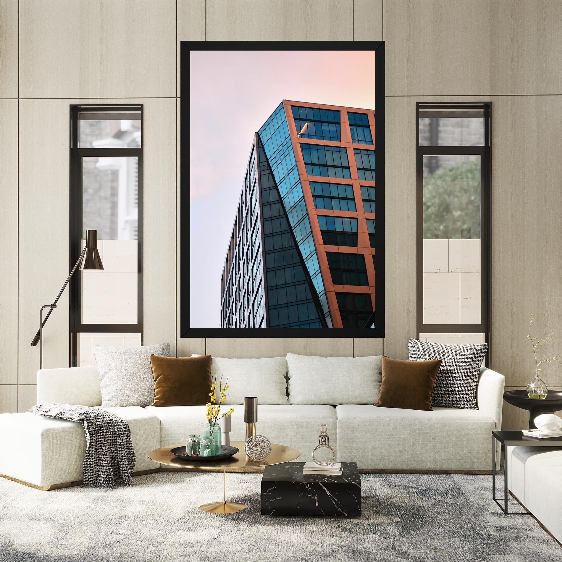 Obraz na Płótnie Blue Glass Building mockup 2