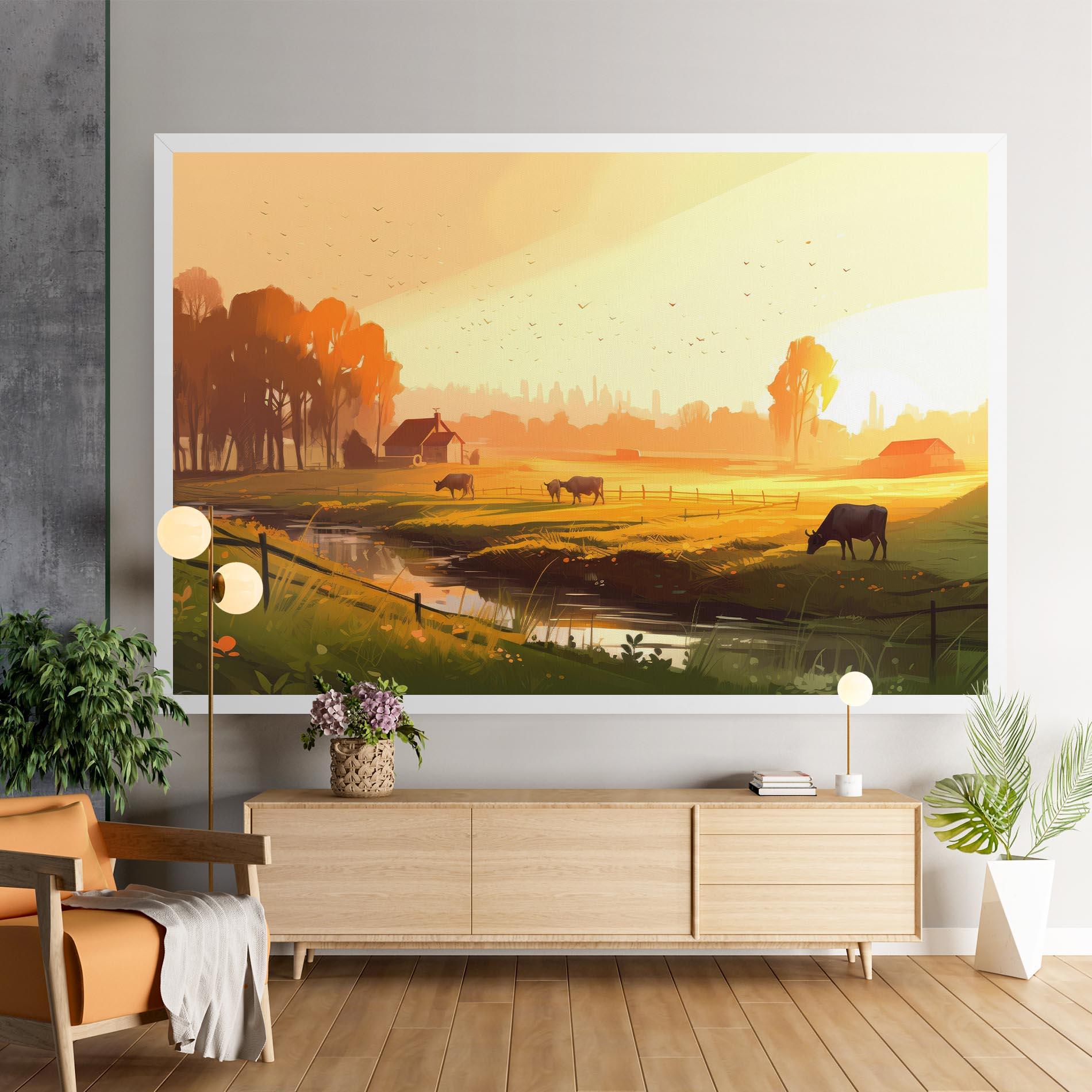 Obraz na Płótnie Sunlight Cows mockup 9