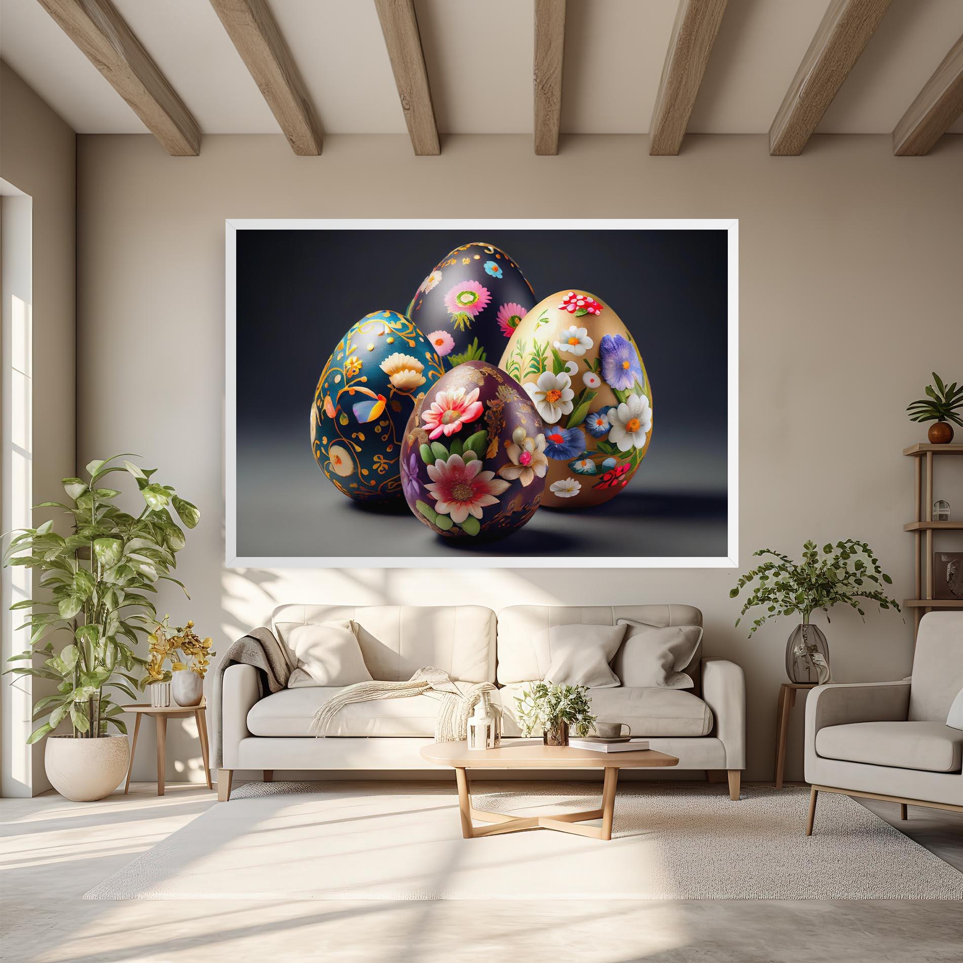 Obraz na Płótnie Easter Egs Flowers mockup 6