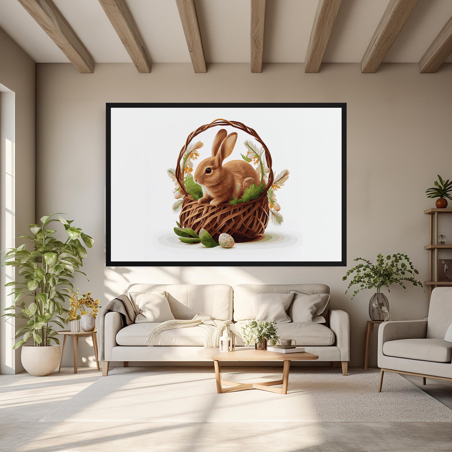 Obraz na Płótnie Bunny In Basket mockup 6