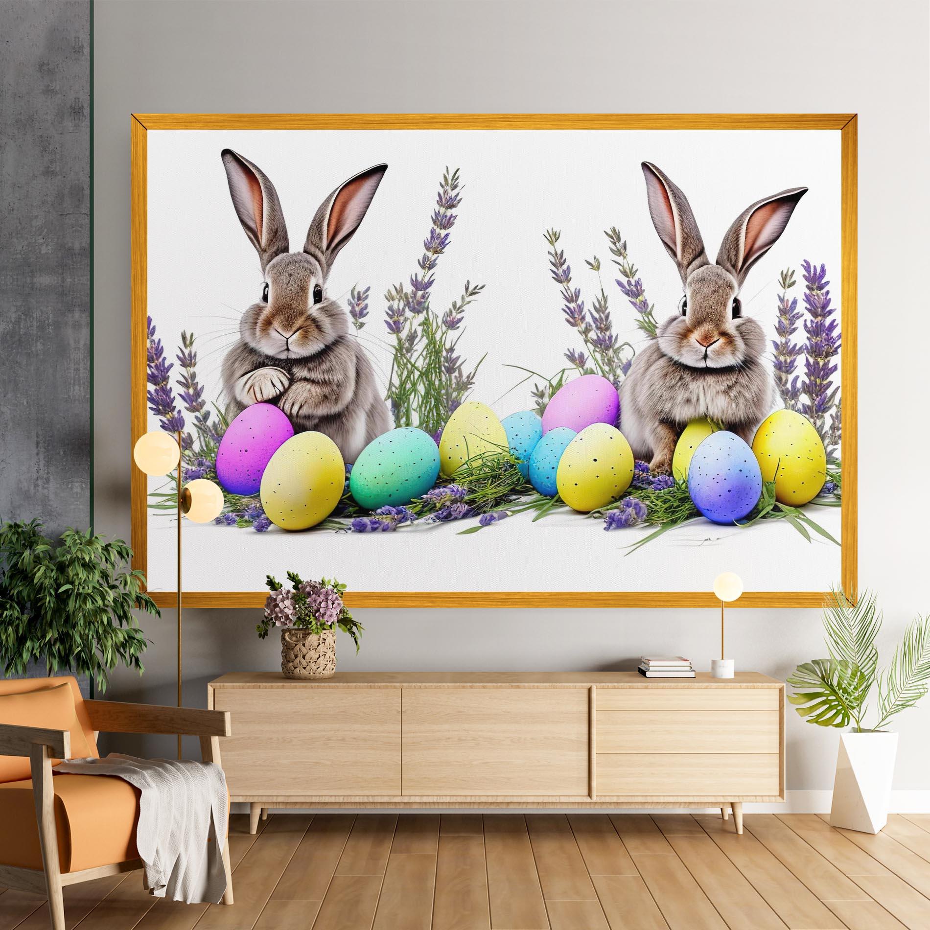 Obraz na Płótnie Flowers Easter Bunny mockup 9